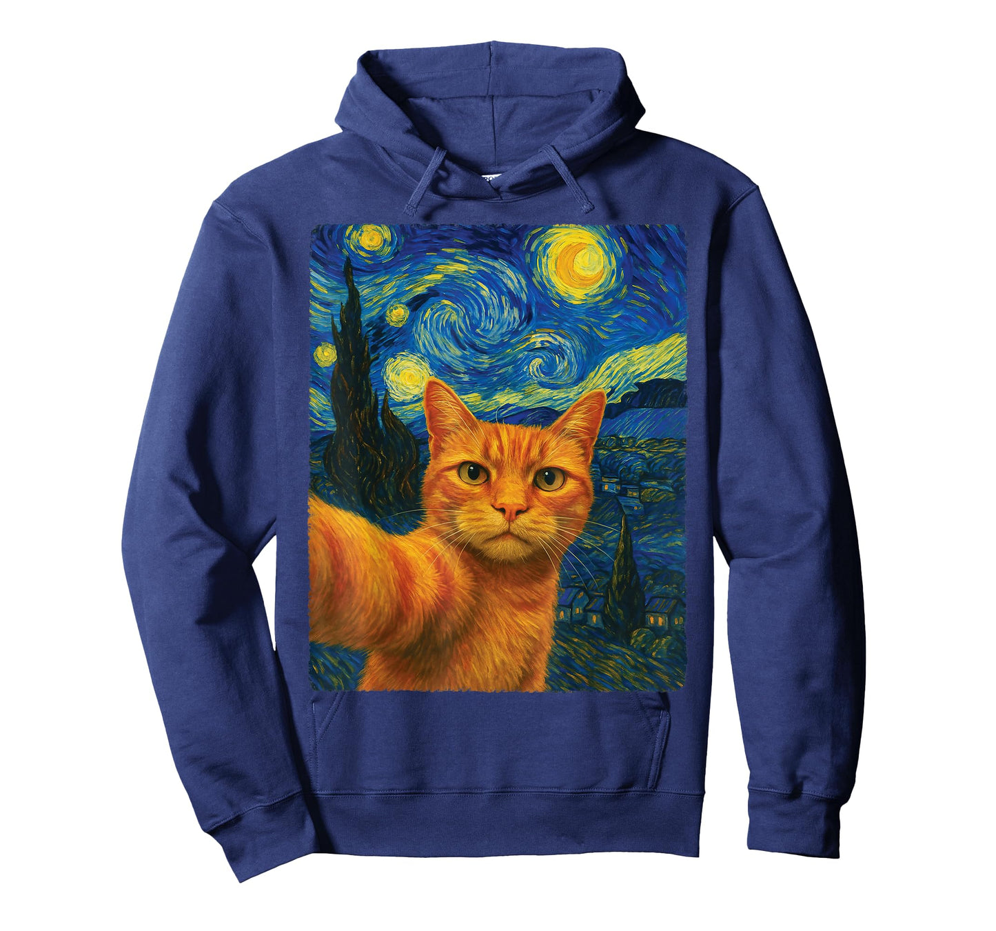 Orange Cat Selfie Van Gogh's Starry Night Cat Mom Cat Lovers T-Shirt