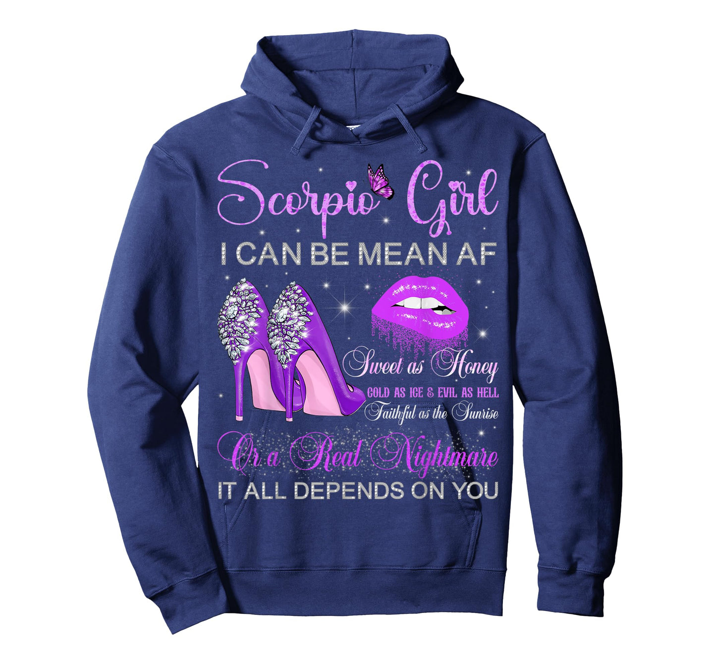 Scorpio Girl Birthday High Heels Dripping Lips Butterfly T-Shirt
