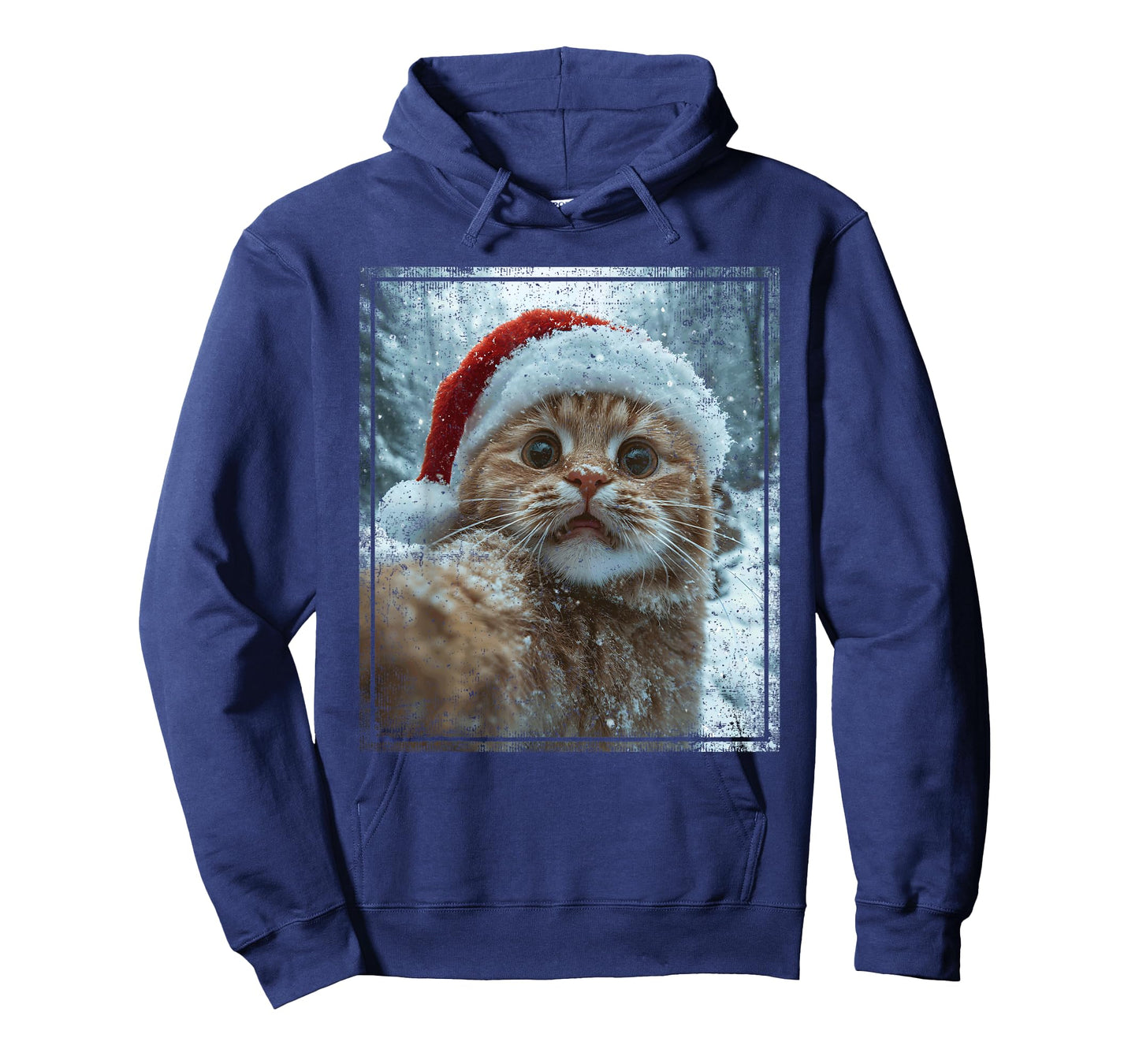 Funny Christmas Cat Selfie Santa Hat Design T-Shirt