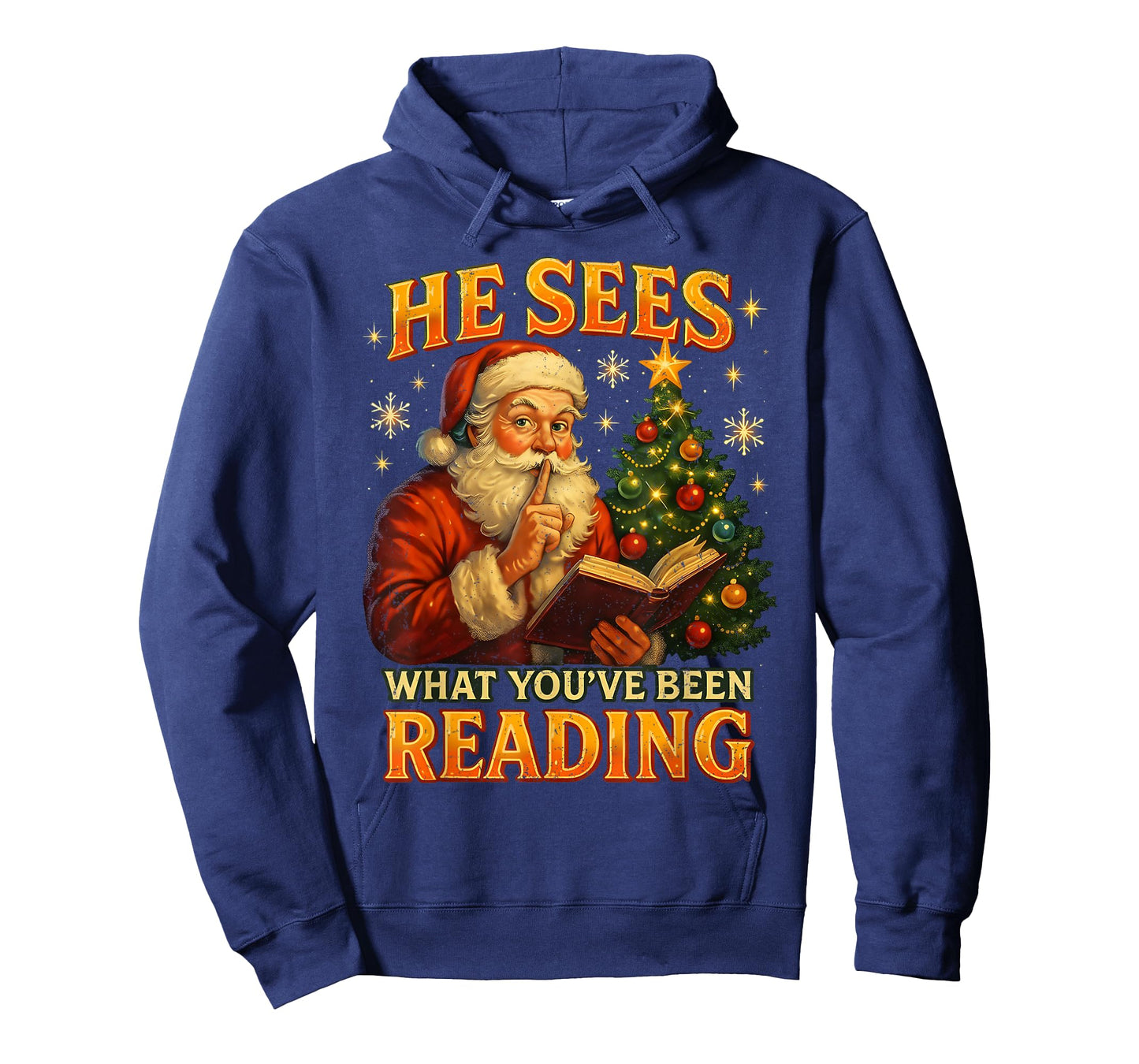 He Sees What You’ve Been Reading Santa Book Lover Christmas T-Shirt
