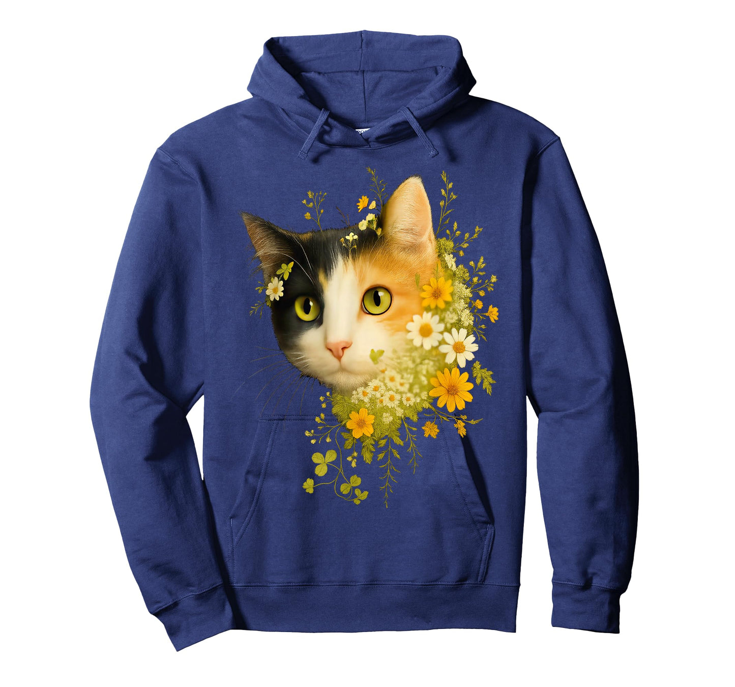 Calico Cat with Flowers for Mom Dad Women Men Kids Botanical T-Shirt