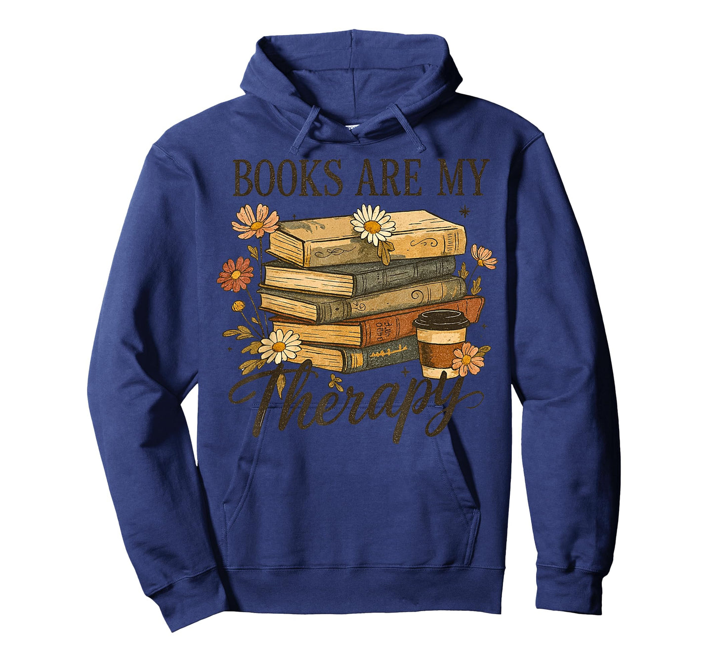 Books are My Therapy Vintage Book Lover Daisy Art T-Shirt