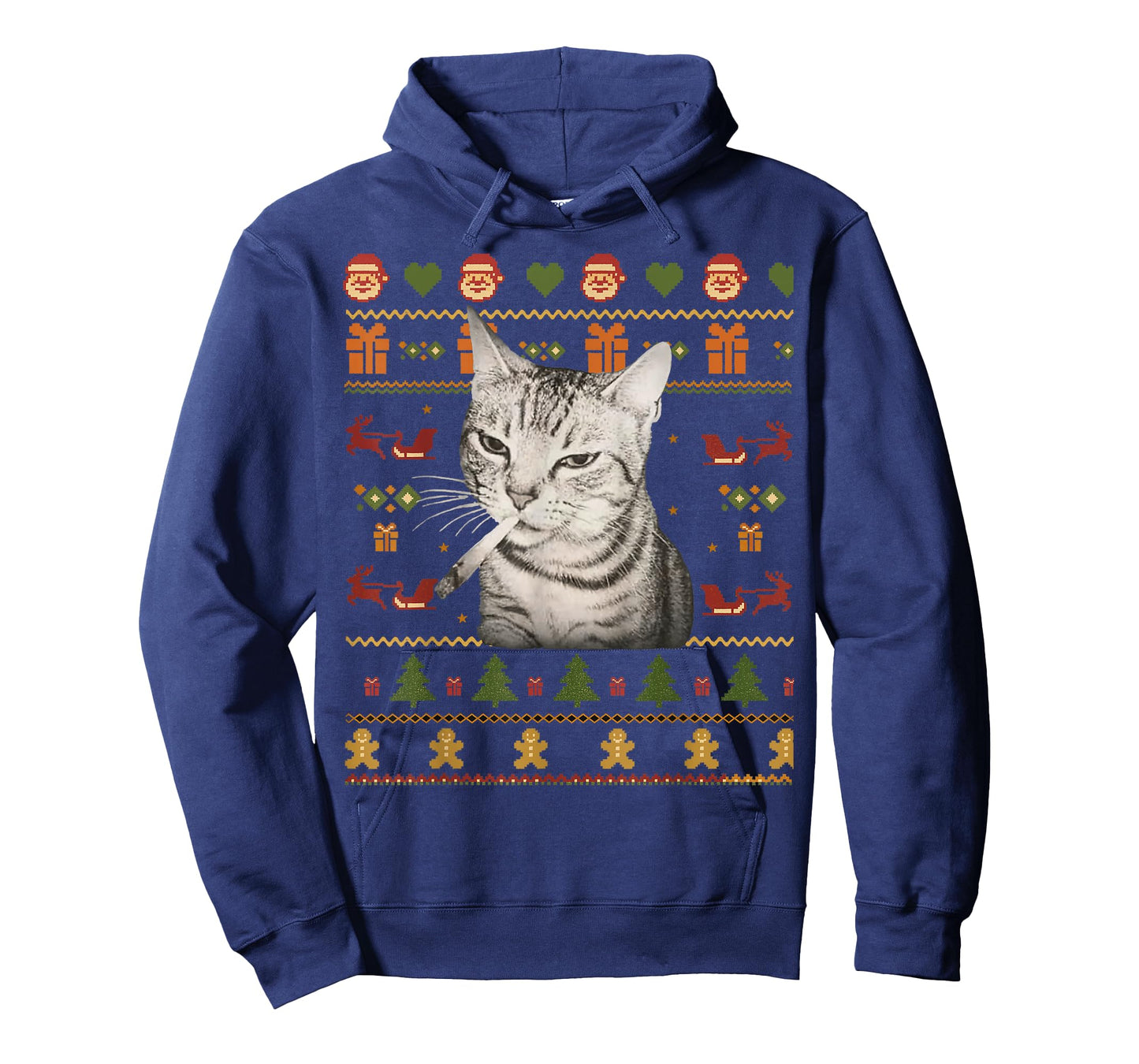 Funny Smoking Cat Meme Christmas Ugly Sweaters for Men T-Shirt