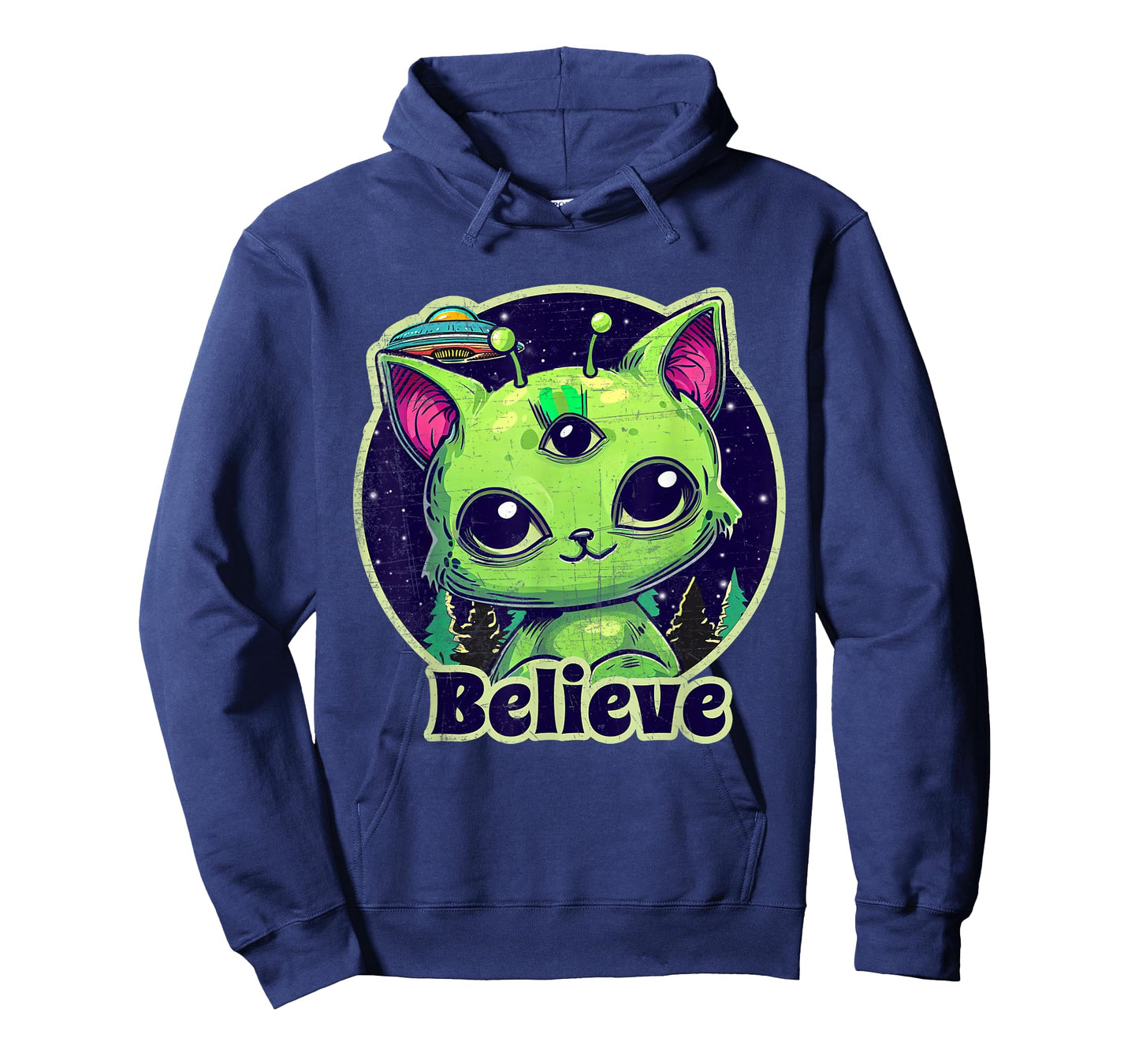Cute Alien Cat Belive in UFO Kawaii T-Shirt