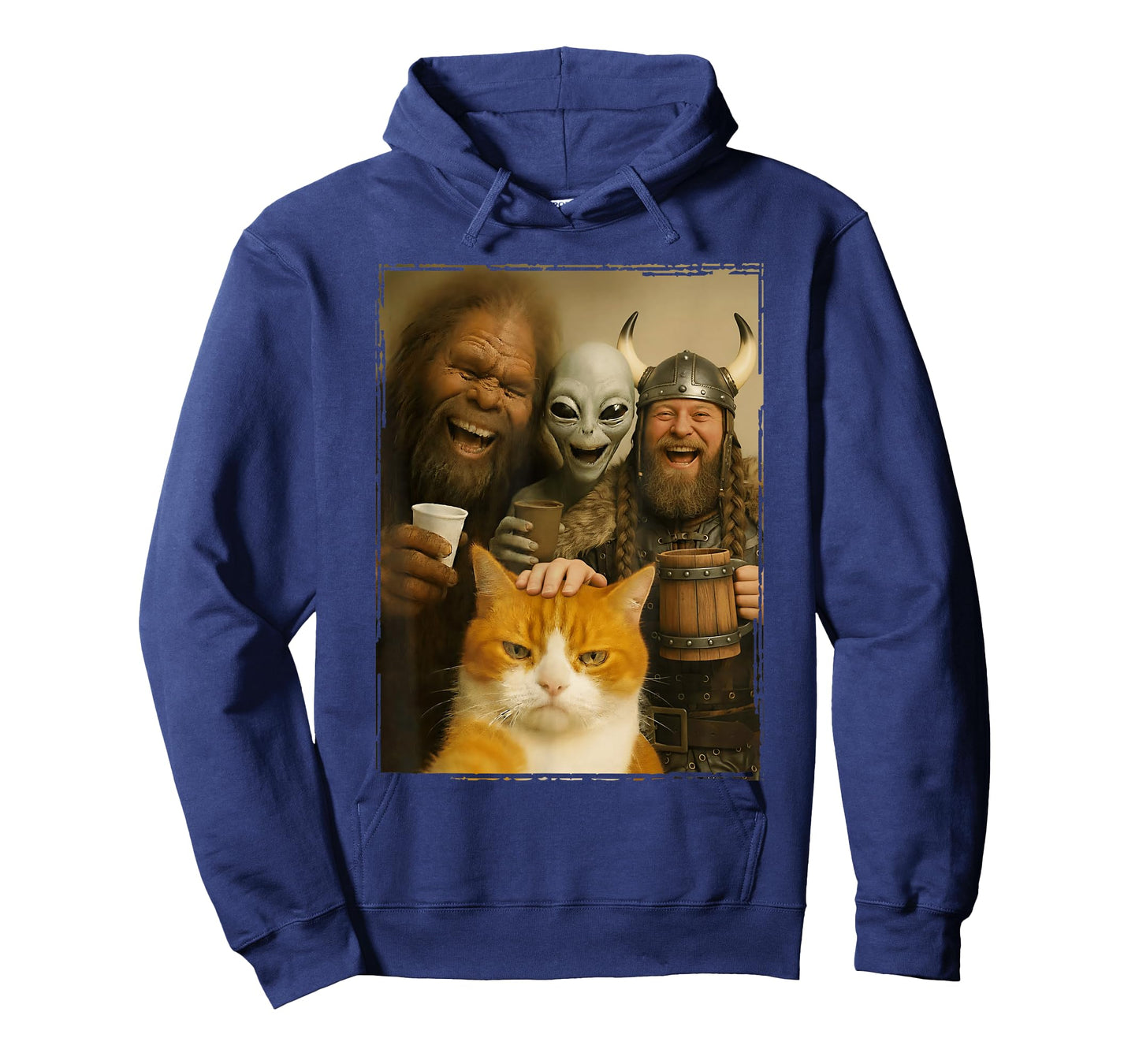 Cat Selfie with Bigfoot, Alien & Viking | Funny Cat T-Shirt