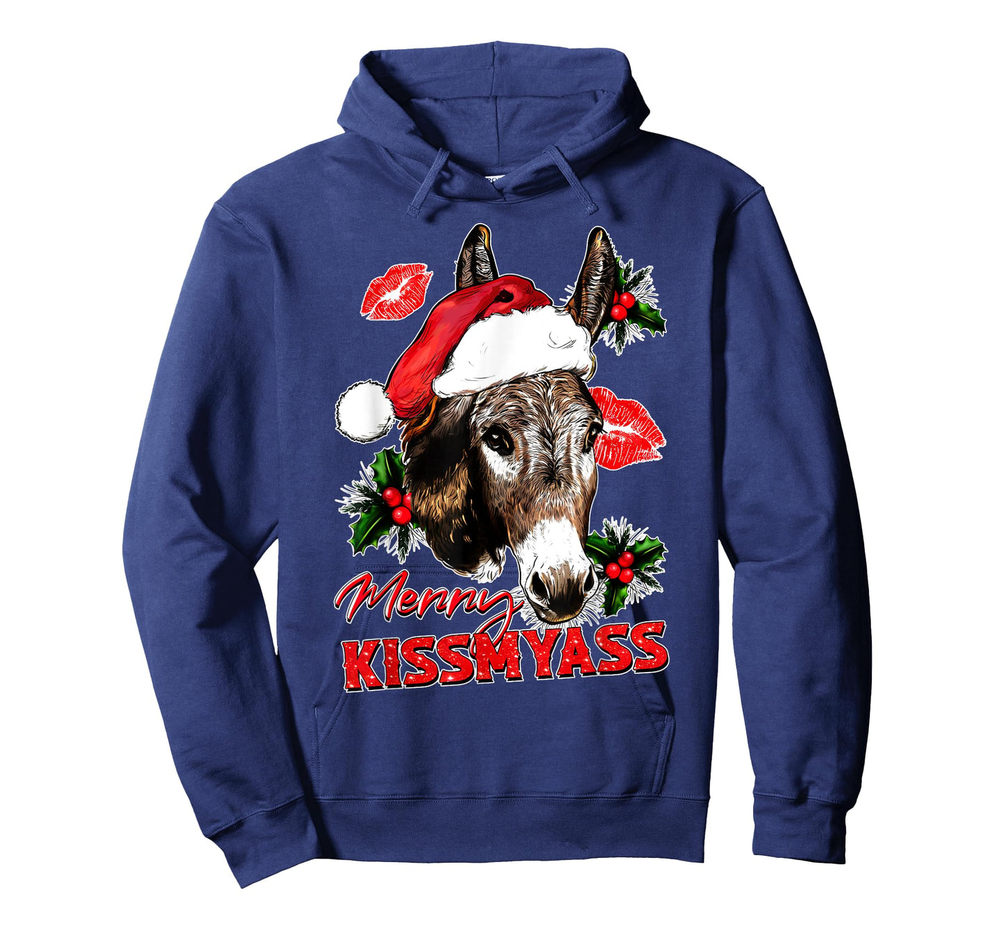 Merry Kissmyass Funny Donkey Lovers Sarcastic Christmas T-Shirt