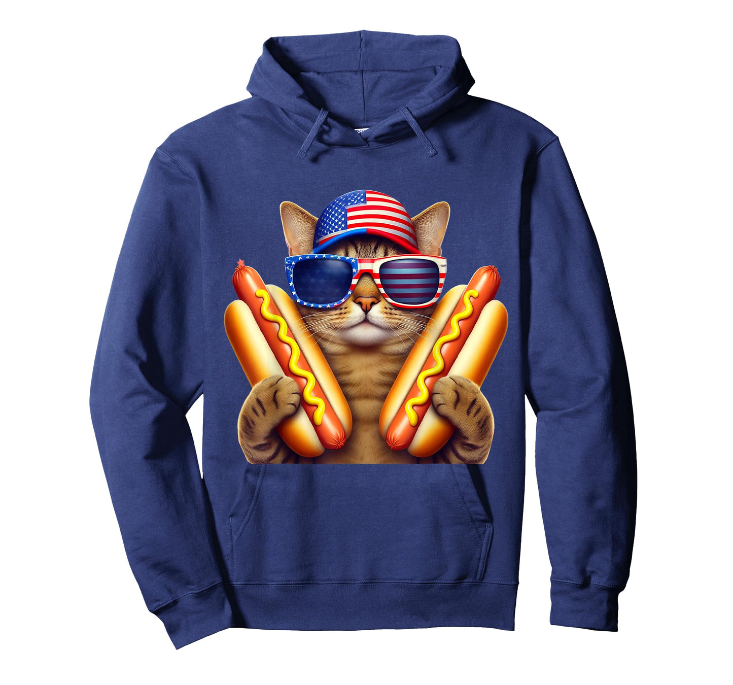 4th of July Hotdog Cat Funny Patriotic Cat USA Flag Wiener T-Shirt