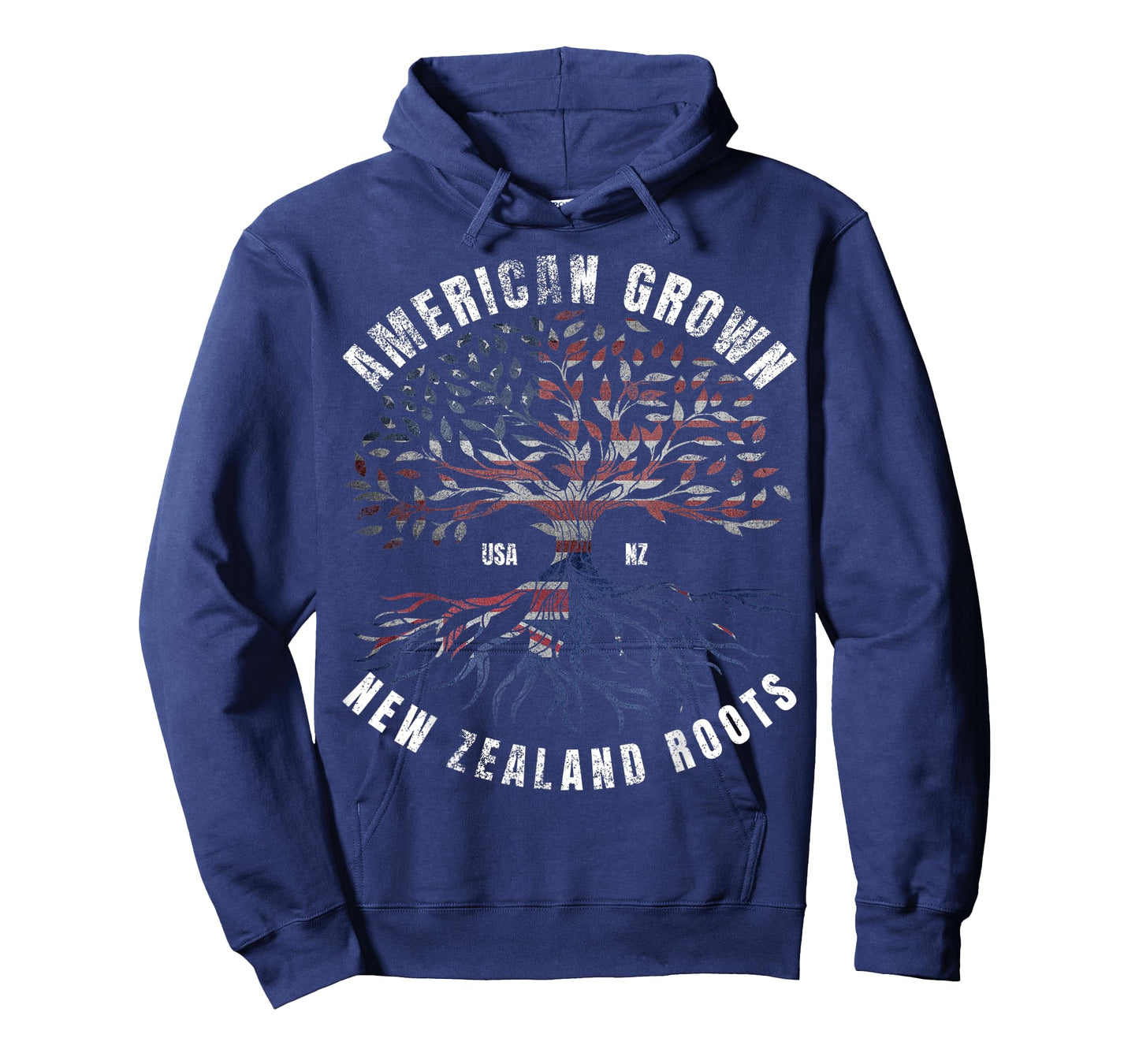 American Grown Kiwis Roots Graphic USA NZ New Zealand Flag T-Shirt