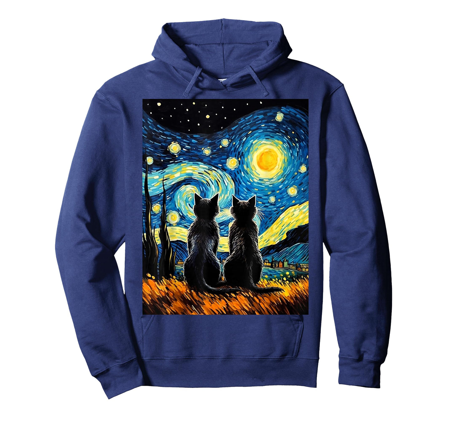 Black Cats Lover Starry Night Vincent Van Gogh T-Shirt