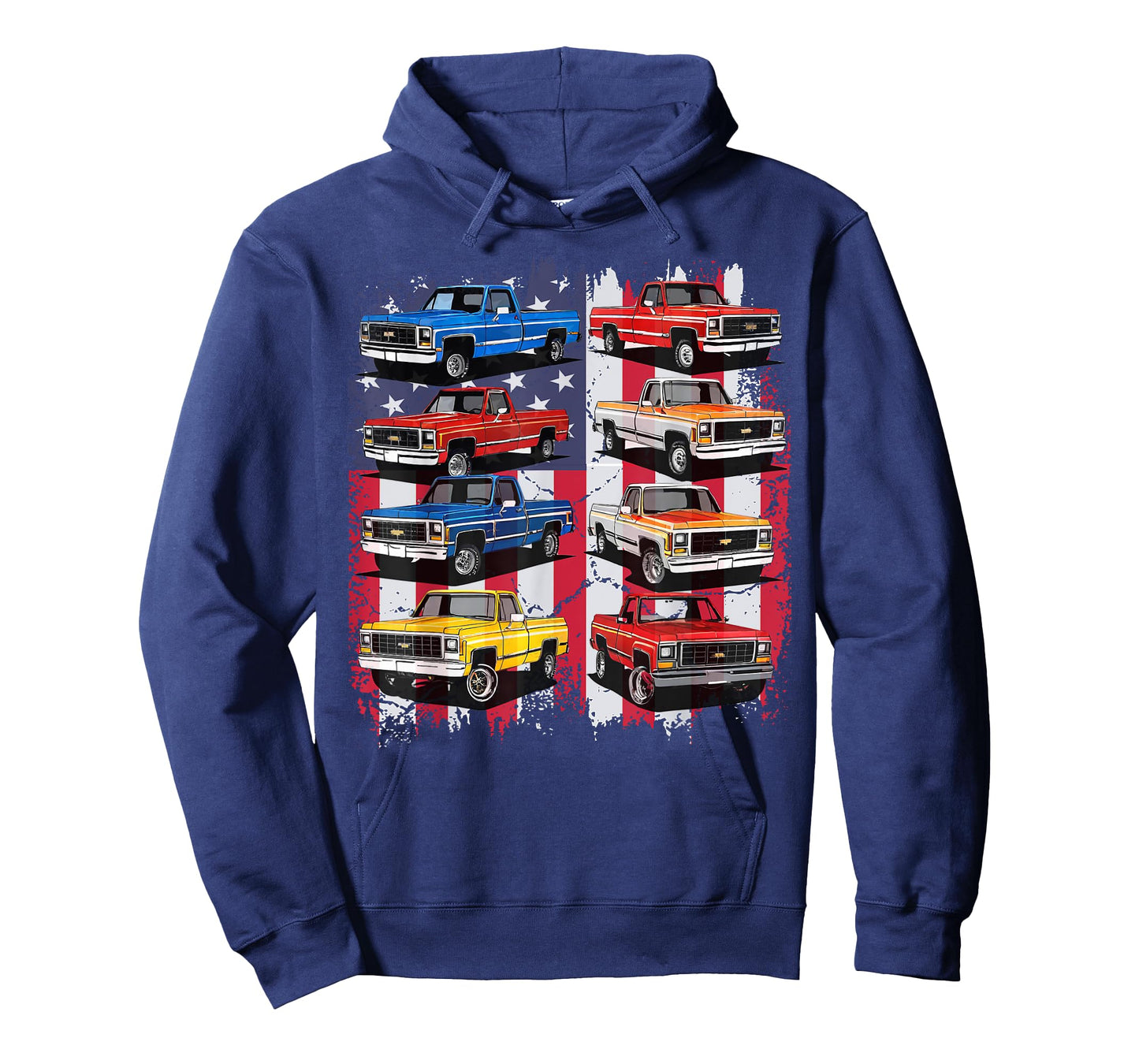 Classic Squarebody Pickup Truck Retro USA Flag Patriotic T-Shirt