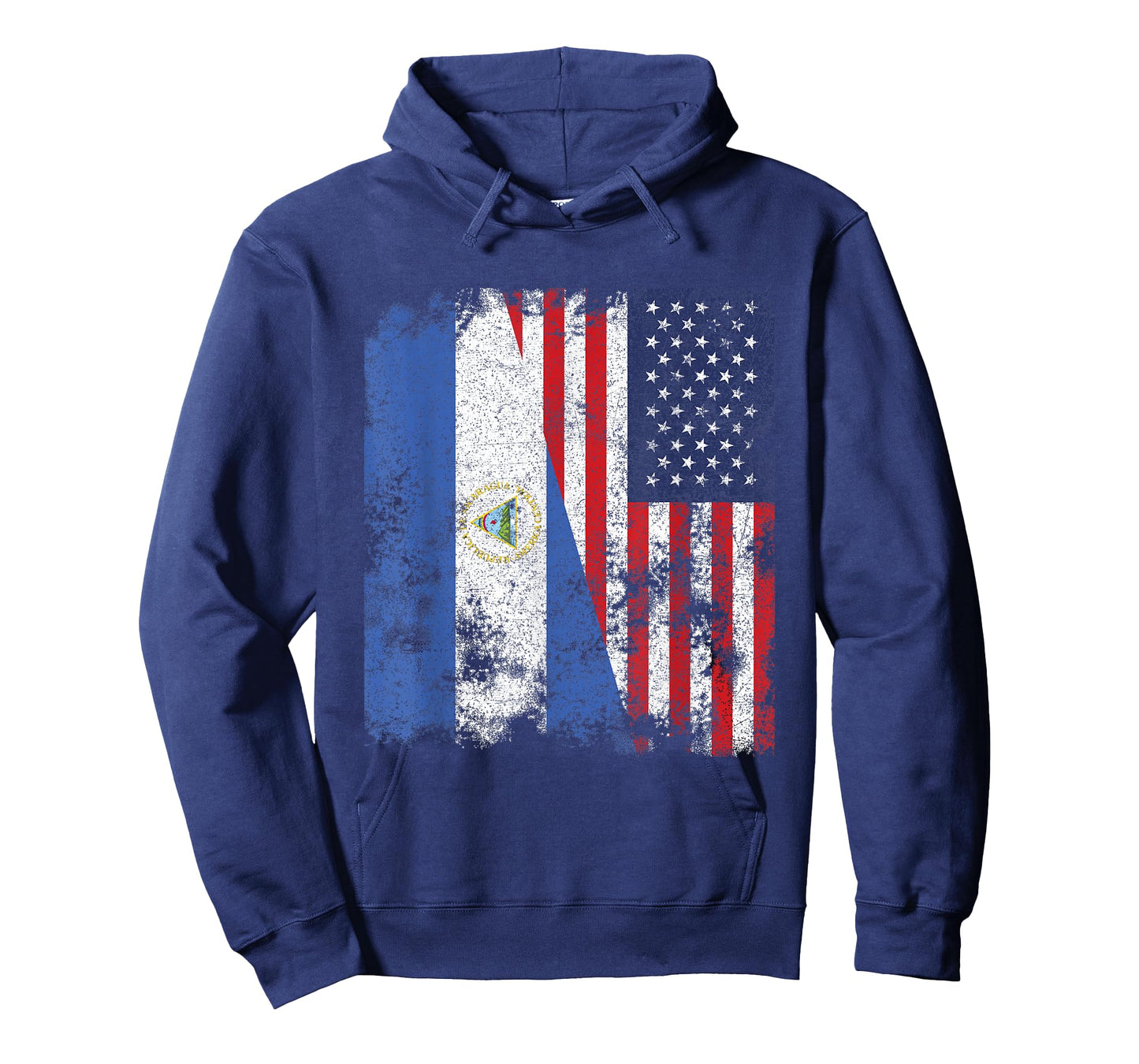 Nicaragua USA Flag Distressed - Half American T-Shirt