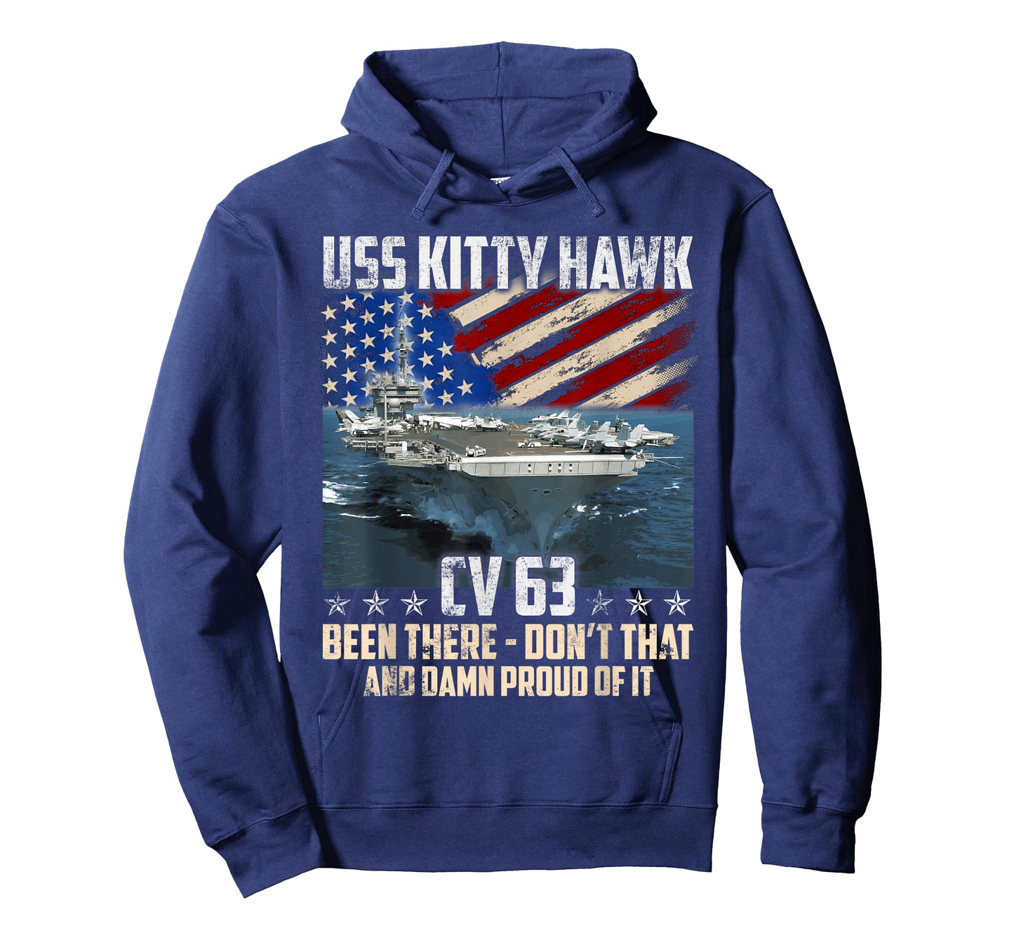 USS Kitty Hawk CV 63 Aircraft Carrier Veteran USA Flag Retro T-Shirt