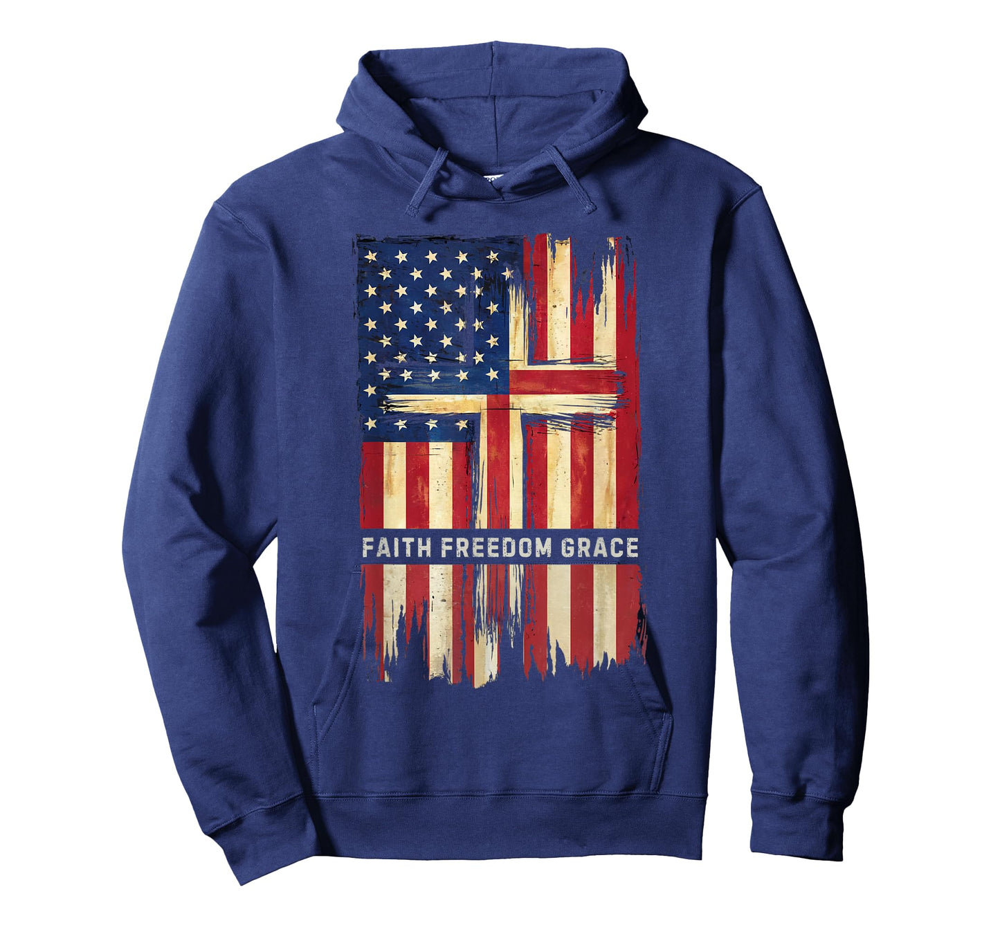 American Flag with Christian Cross Faith, Freedom, Grace T-Shirt