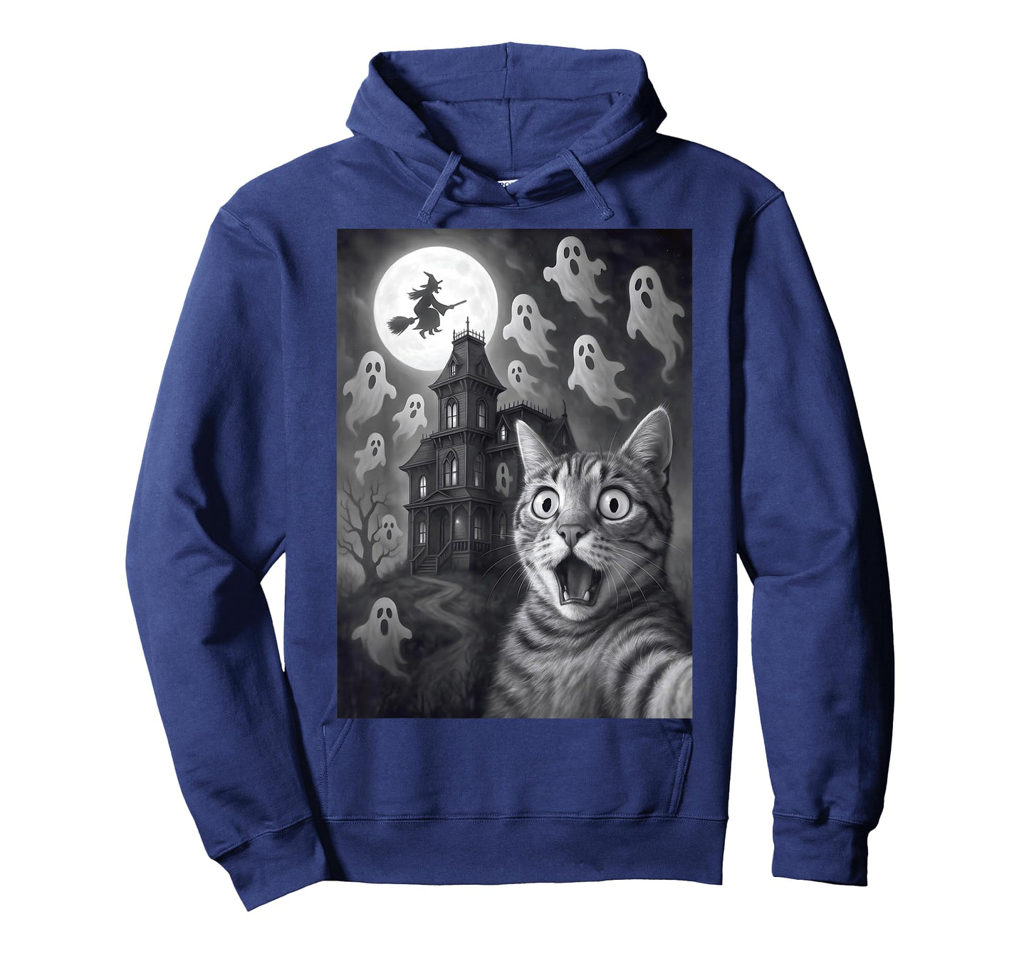 Halloween Cat Selfie Scary House Ghosts Funny Cat Halloween T-Shirt