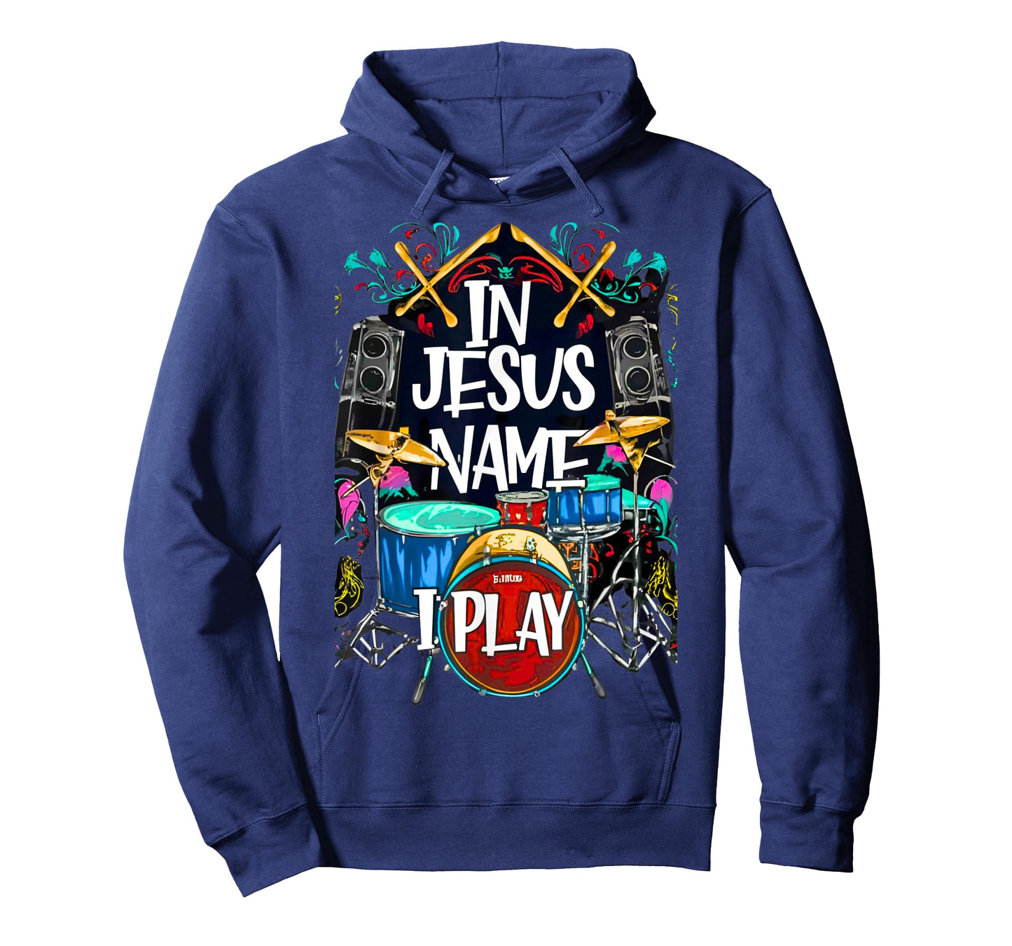 Jesus Name I Play Drums God Drumming Music Christian Drummer T-Shirt