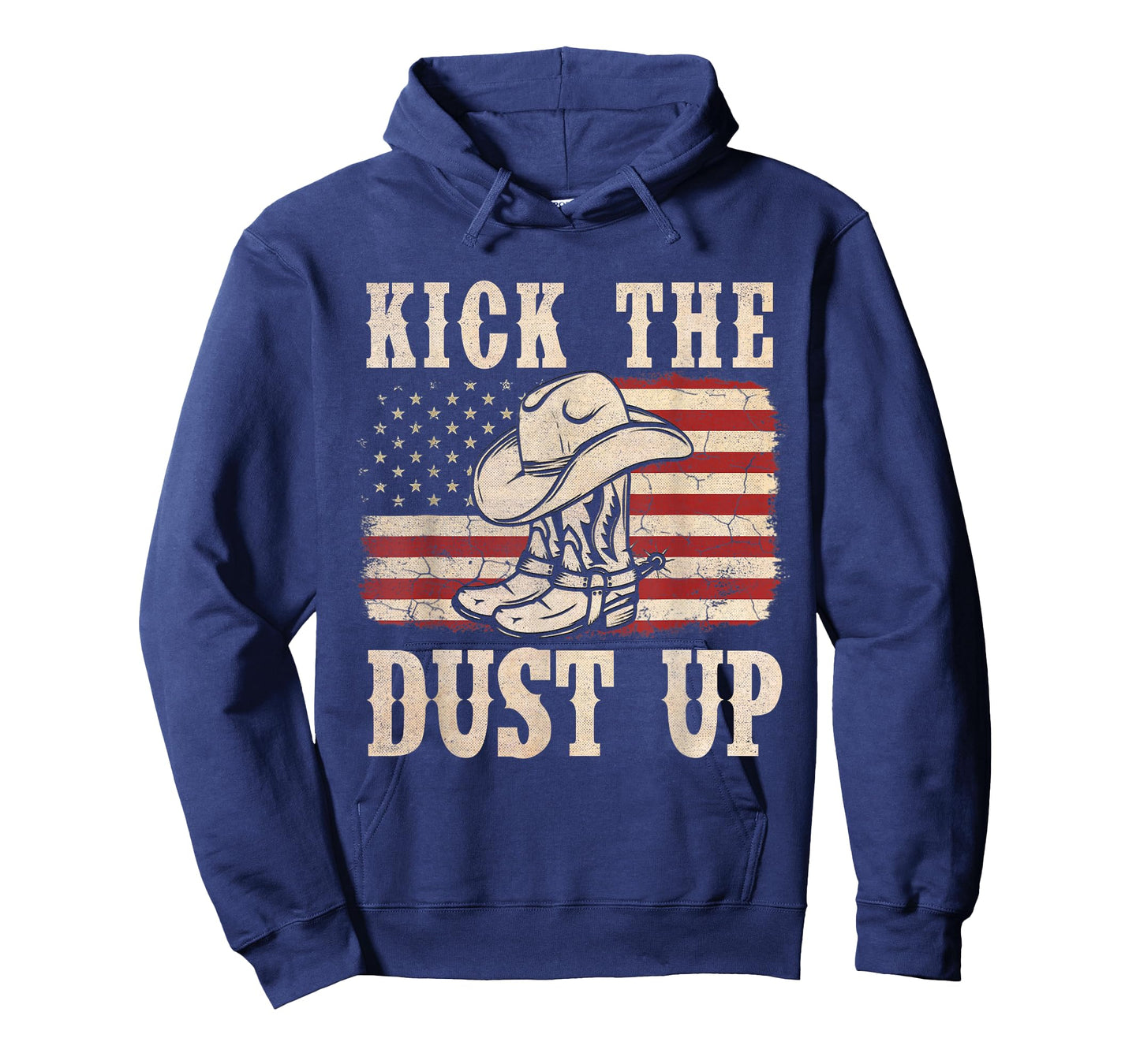 Kick The Dust Up Cowboy Boots Hat Western USA Flag T-Shirt