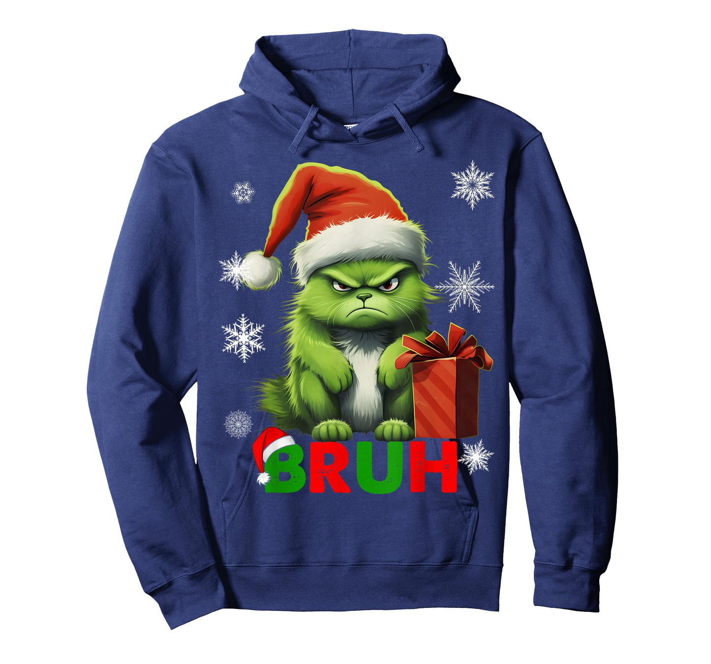 Cat Christmas Bruh Funny Xmas Y2K Meowy Cat Lovers Santa Hat T-Shirt