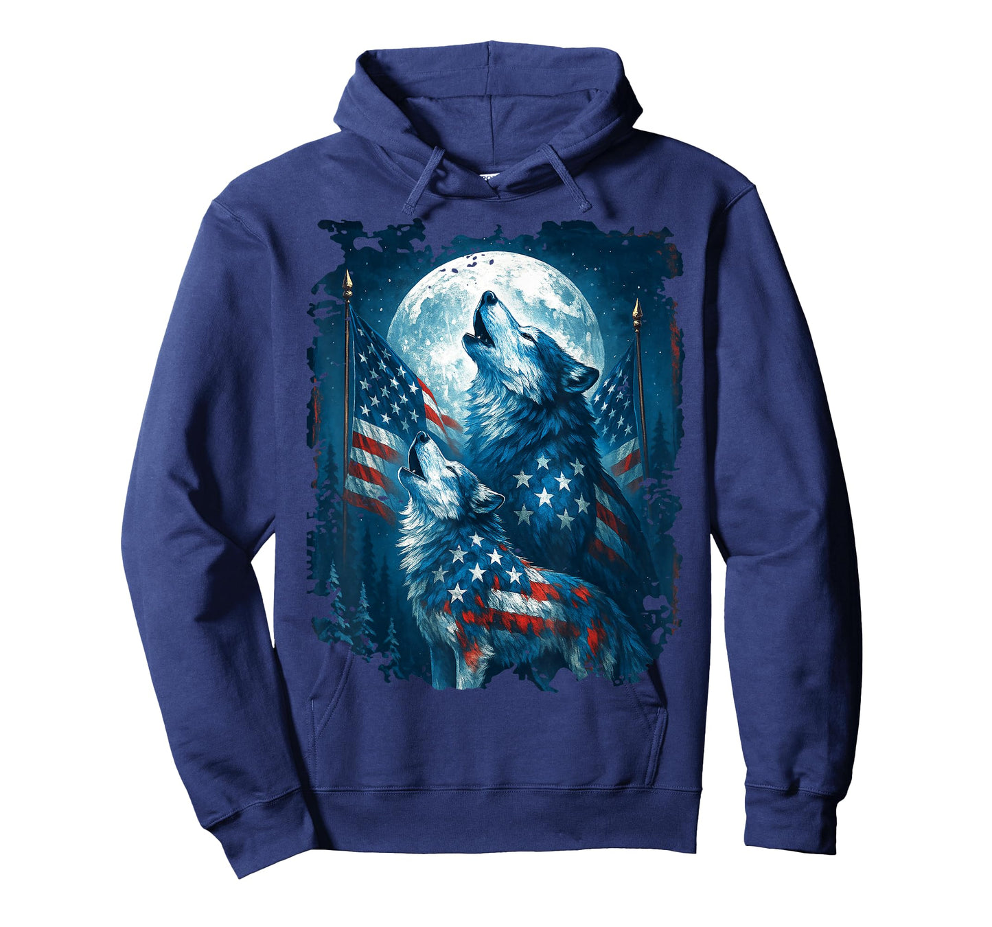 4th of July American Flag Wolf Howling Moon Wolves July 4th T-Shirt