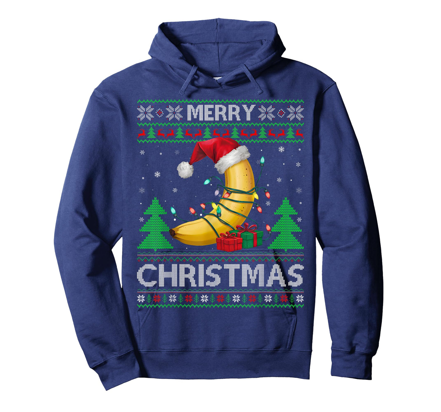 Ugly Xmas Sweater Style Lights Santa Banana Christmas T-Shirt