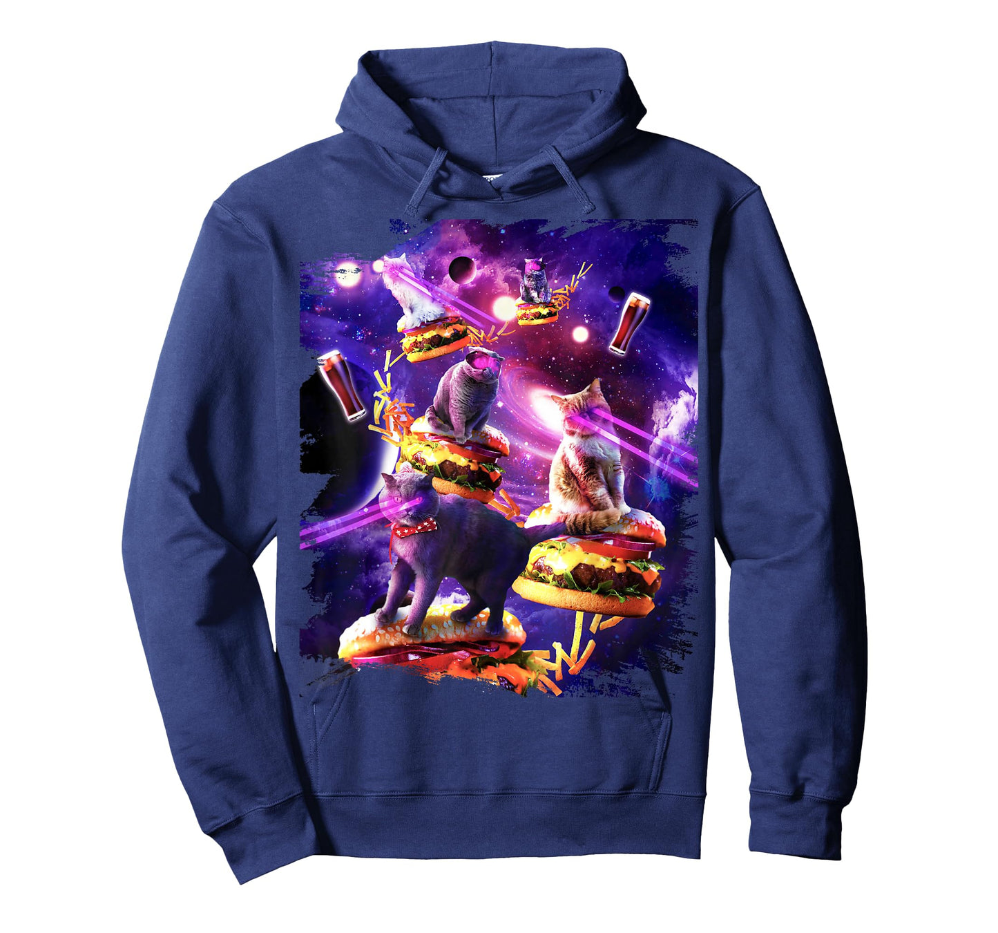 Galaxy Laser Cat On Burger - Space Cheeseburger Cats T-Shirt