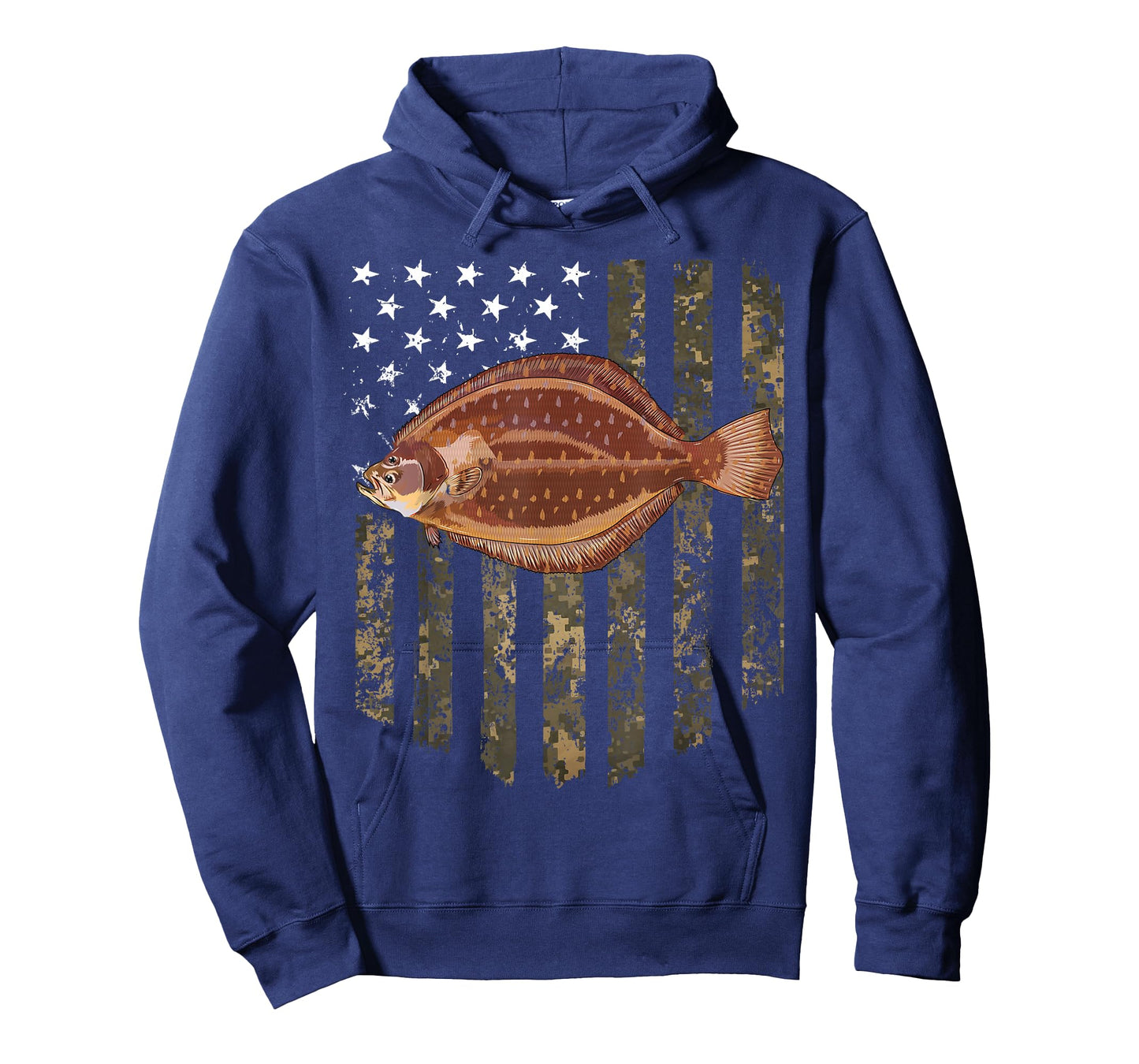 Camo American Flag Flounder Fishing 4th Of July T-Shirt