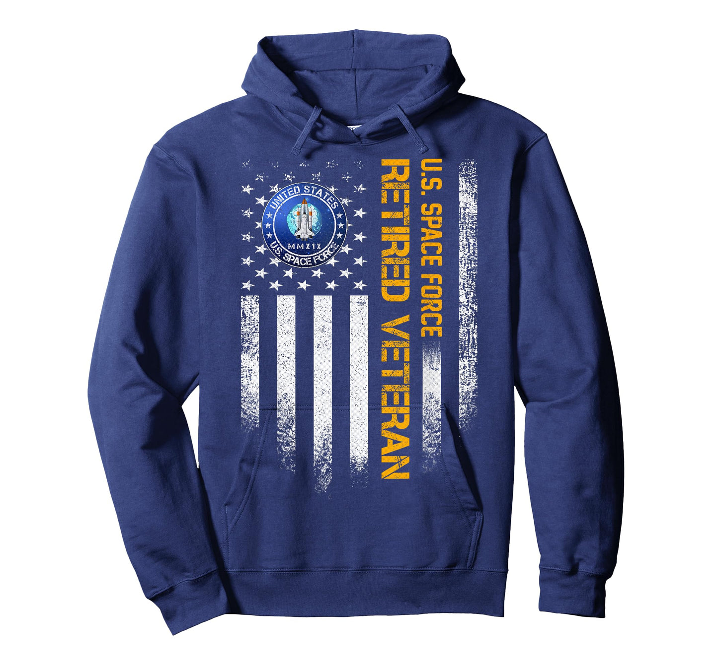 Vintage American Flag US Space Force Proud Retired Veteran T-Shirt