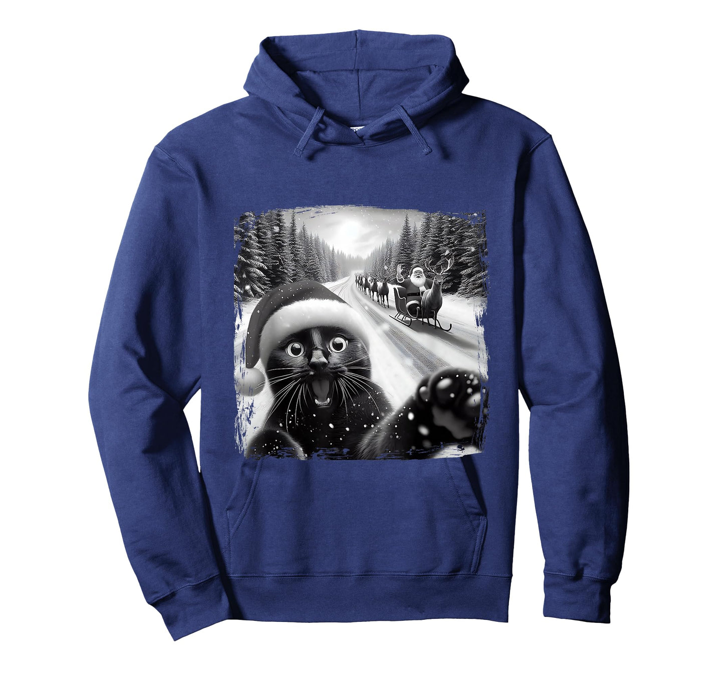 Funny Black Cat Christmas Selfie Santa Sleigh Snow Winter T-Shirt