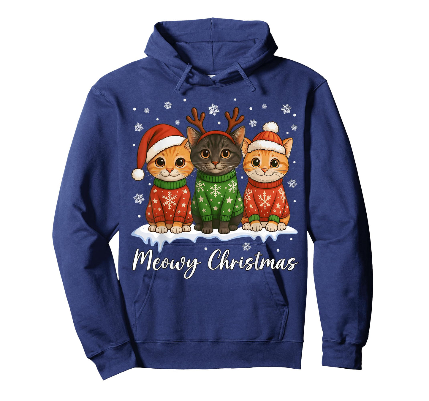 Cat Christmas Light Reindeer Santa Christmas Cat Lover T-Shirt