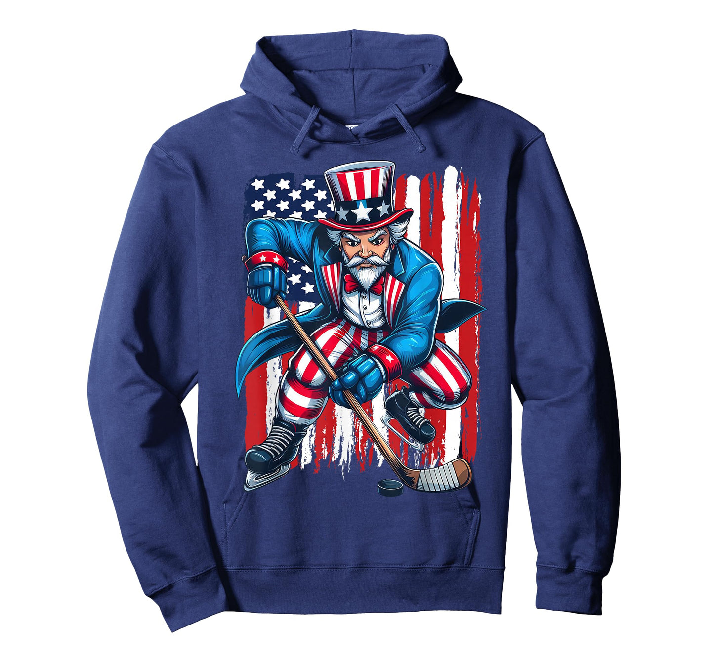 Uncle Sam Hockey Player 4th of July American Flag T-Shirt