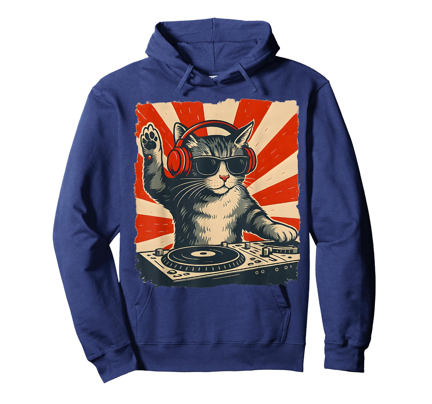 Cat Dj Headphone Turntable Vintage Music EDM Men Women Kids T-Shirt