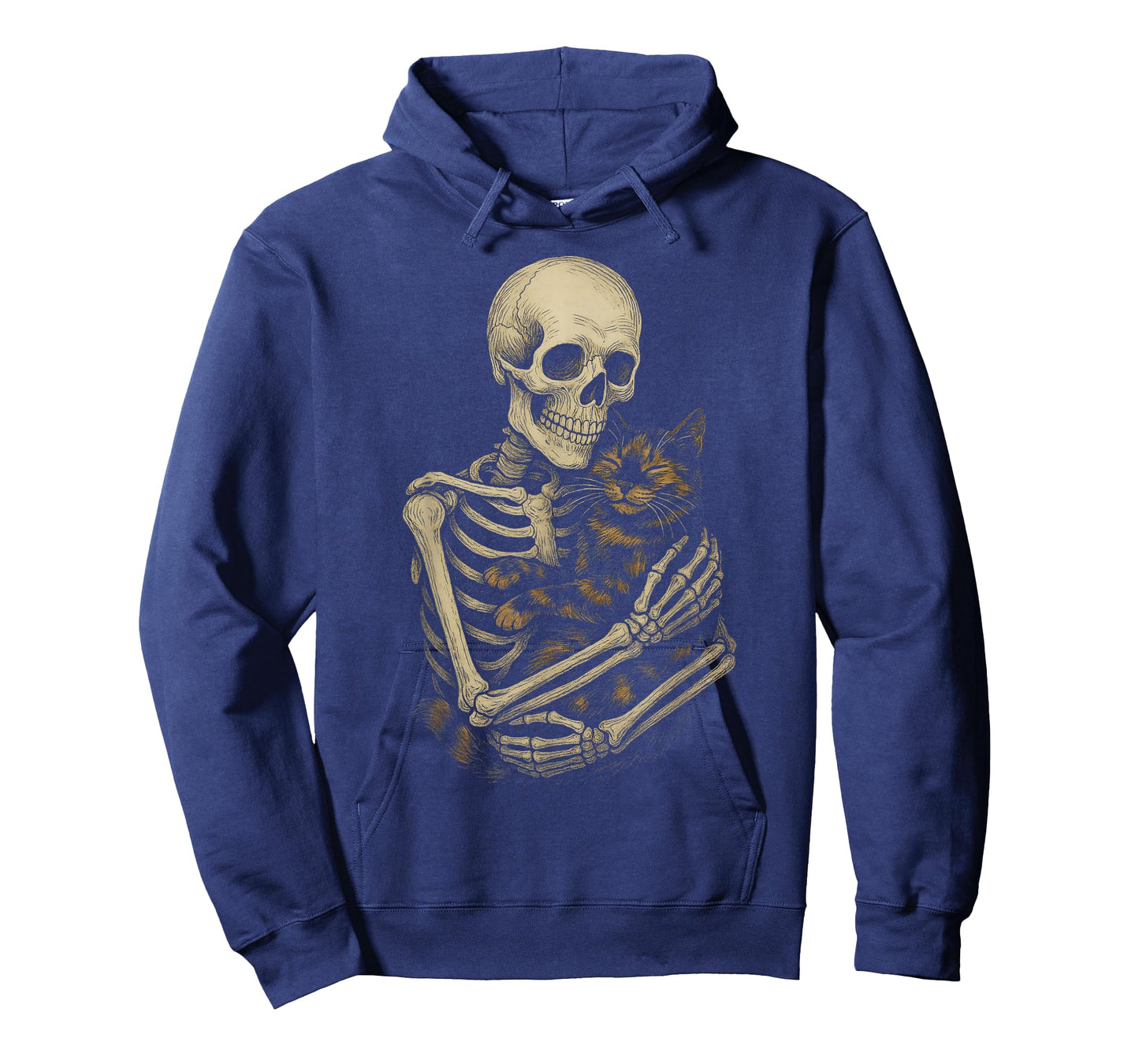 Skeleton Hugging Tortoiseshell Cat Funny Halloween T-Shirt