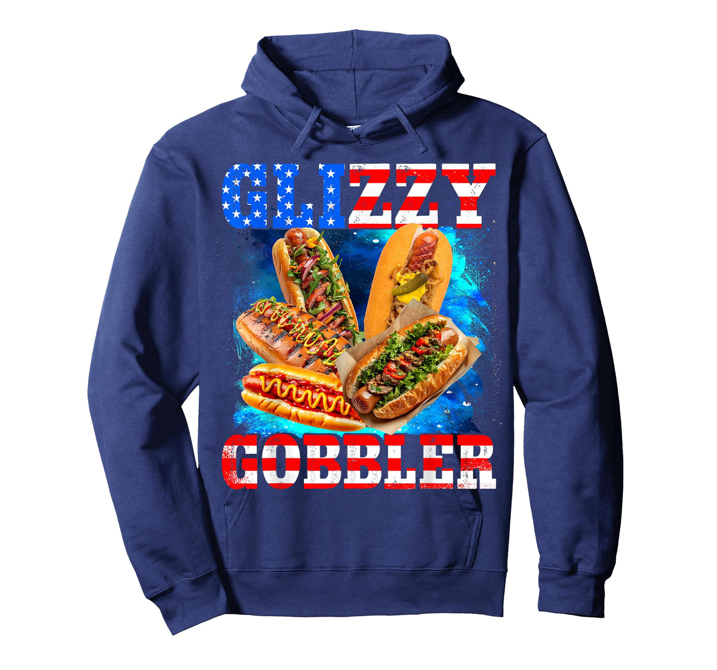 Glizzy Gobbler Funny Hotdog 4th of July BBQ Patriotic USA T-Shirt