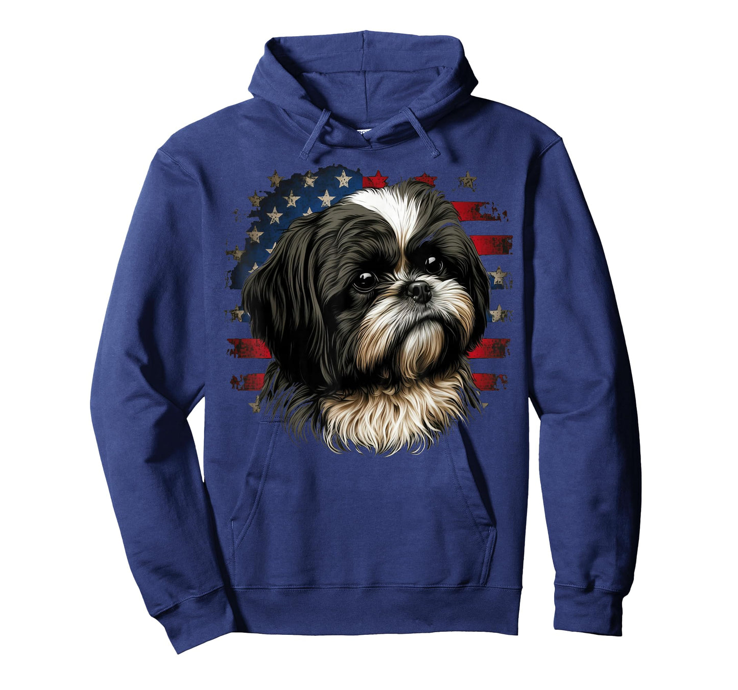 USA 4th Of July Shih Tzu on Patriotic American Shih Tzu T-Shirt