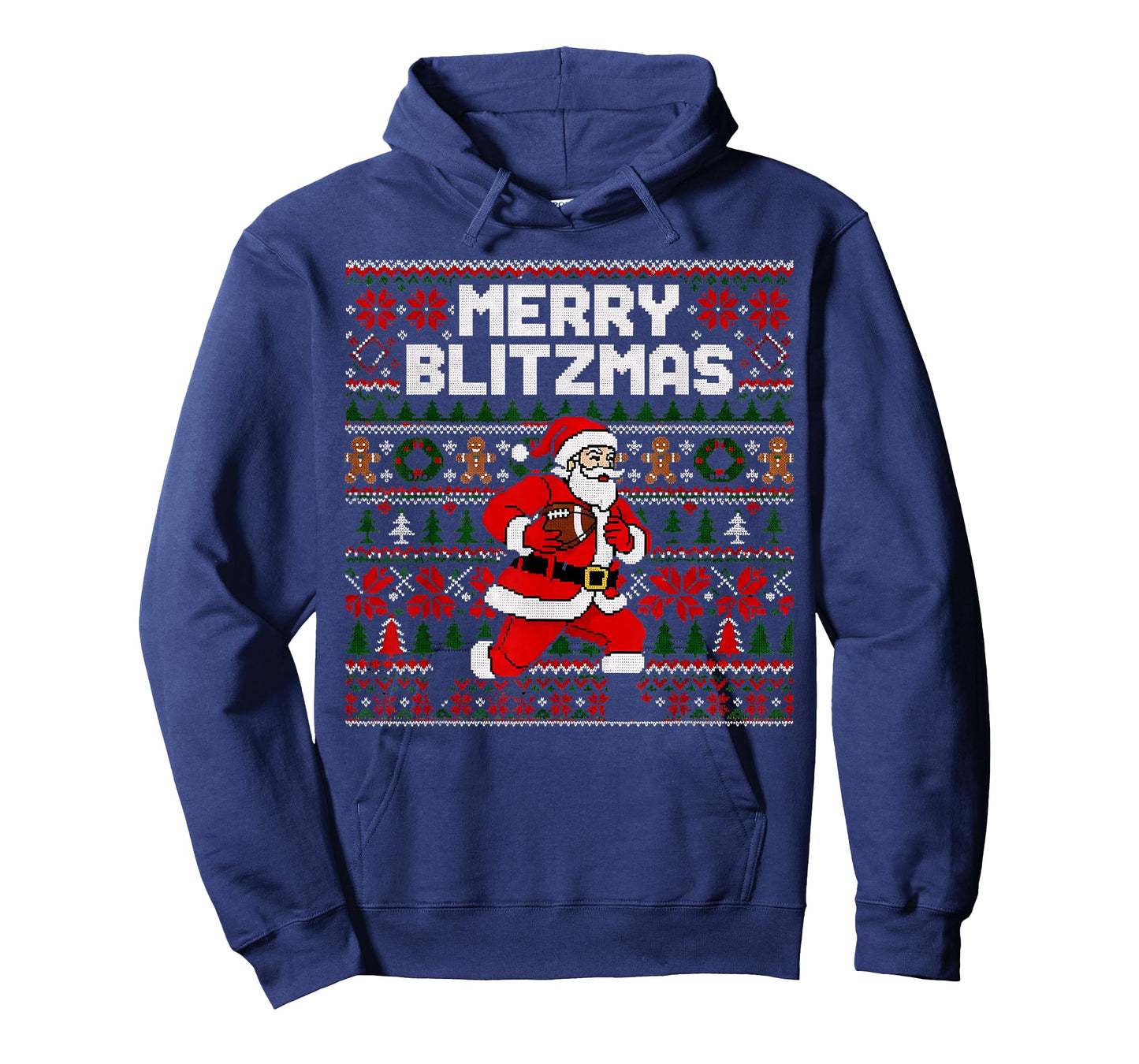 Christmas Merry Blitzmas Santa Football Ugly Sweater Style T-Shirt