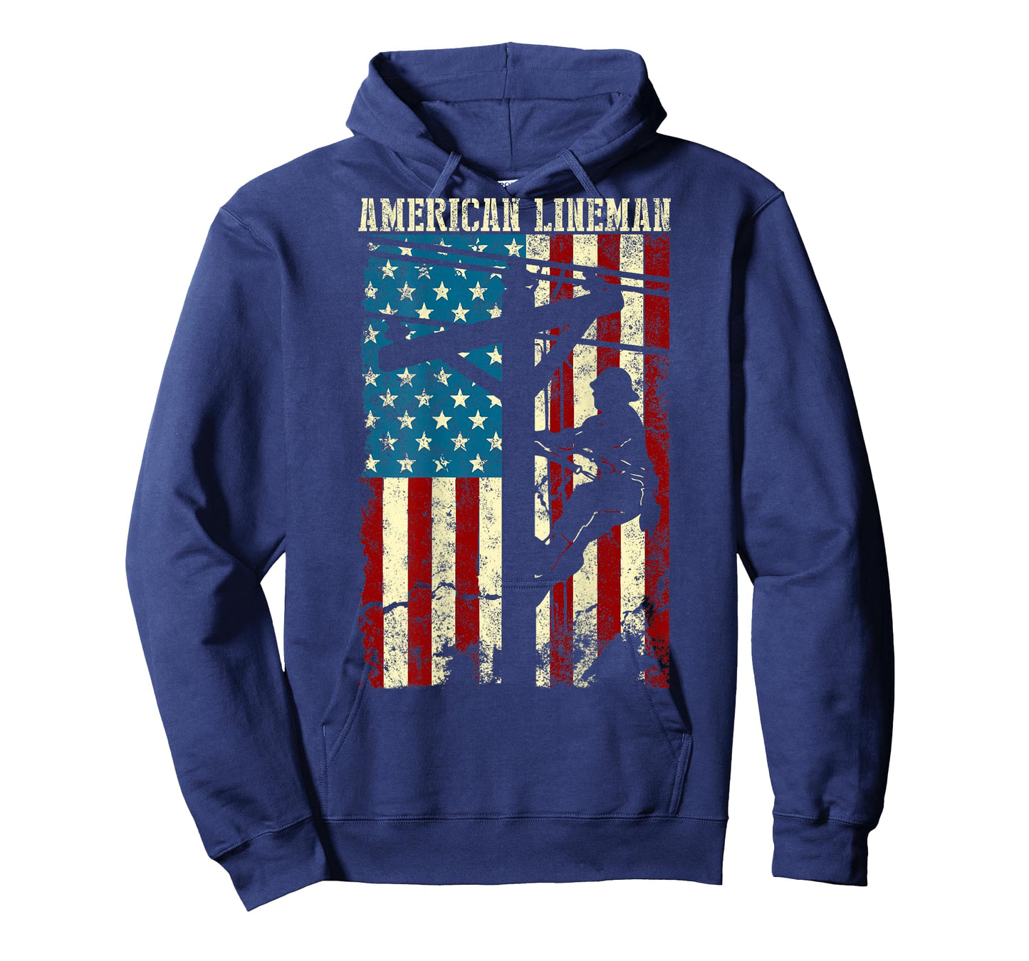 Lineman American Flag Electric Cable Gift Patriotic Lineman T-Shirt