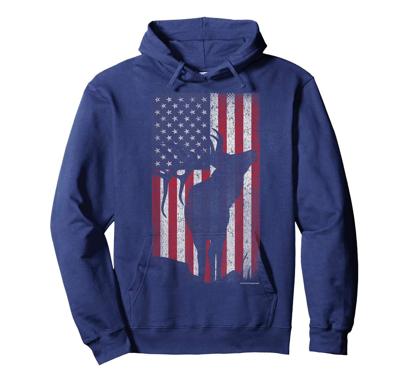 Elk Hunting Bugling Bull US Flag - American Retro T-Shirt