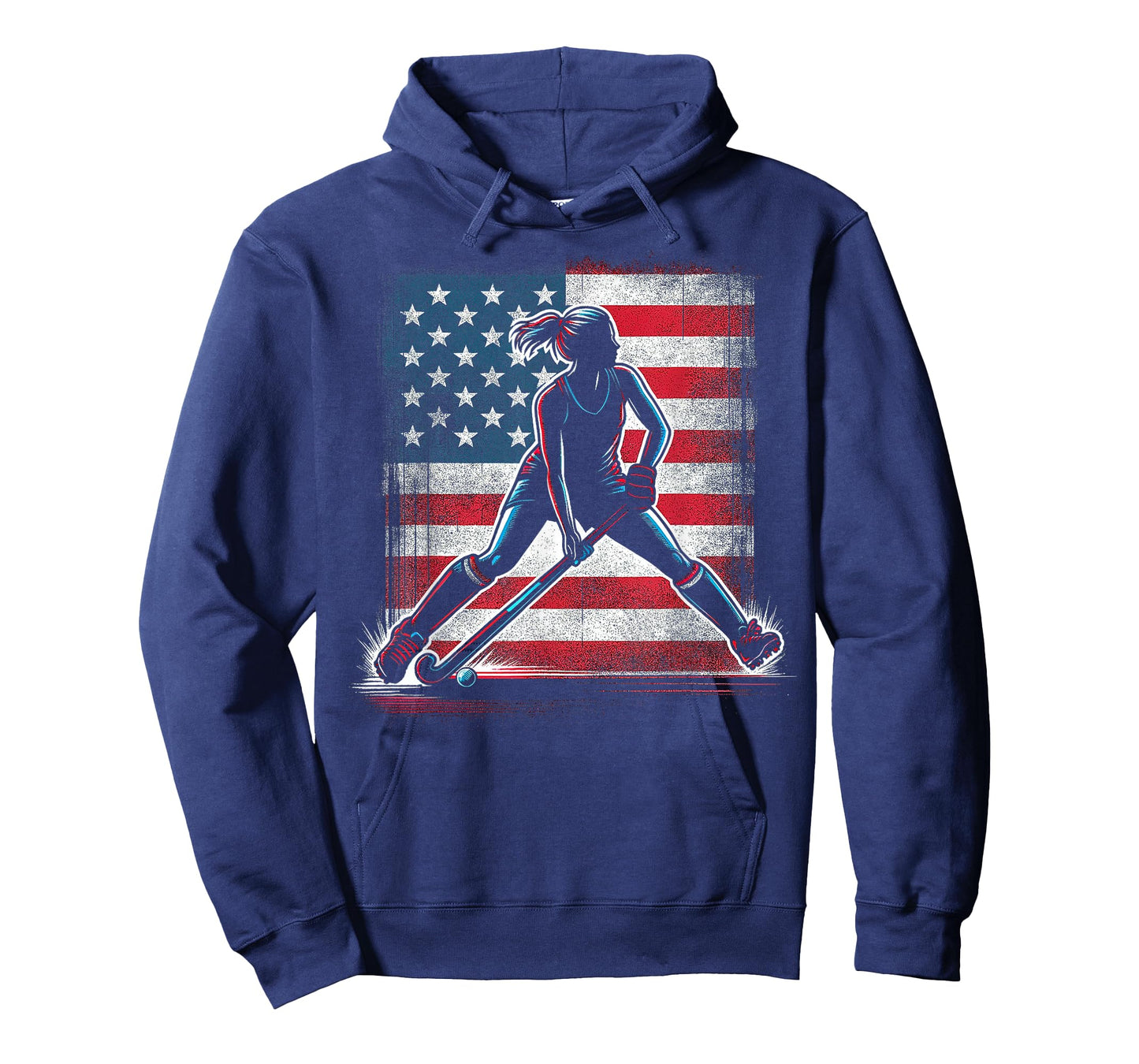 Field Hockey Girl USA United States Of America Flag T-Shirt