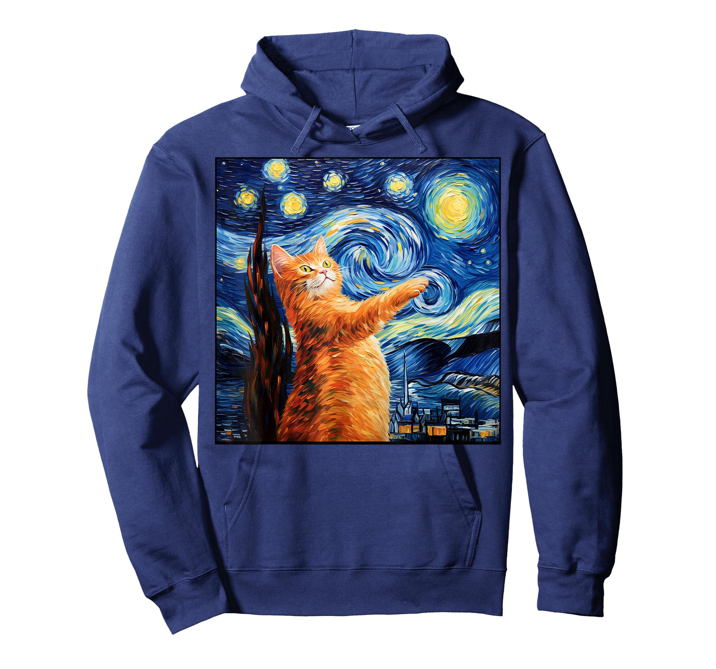 Art Van Gogh Starry Night Cat Painting Cats Lover Mom Dad T-Shirt