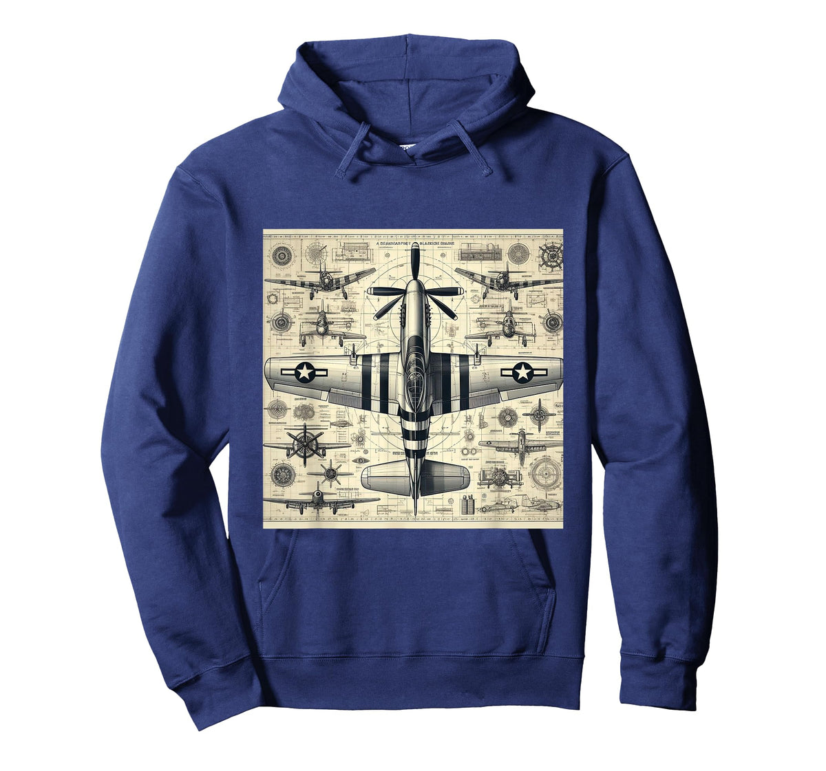 WW2 Warplane Vintage P51 Mustang Assembly Parts Blueprint T-Shirt