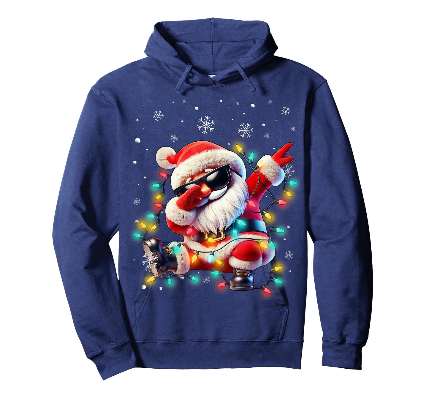 Dabbing Santa Xmas Lights Boys Men Kids Funny Christmas T-Shirt