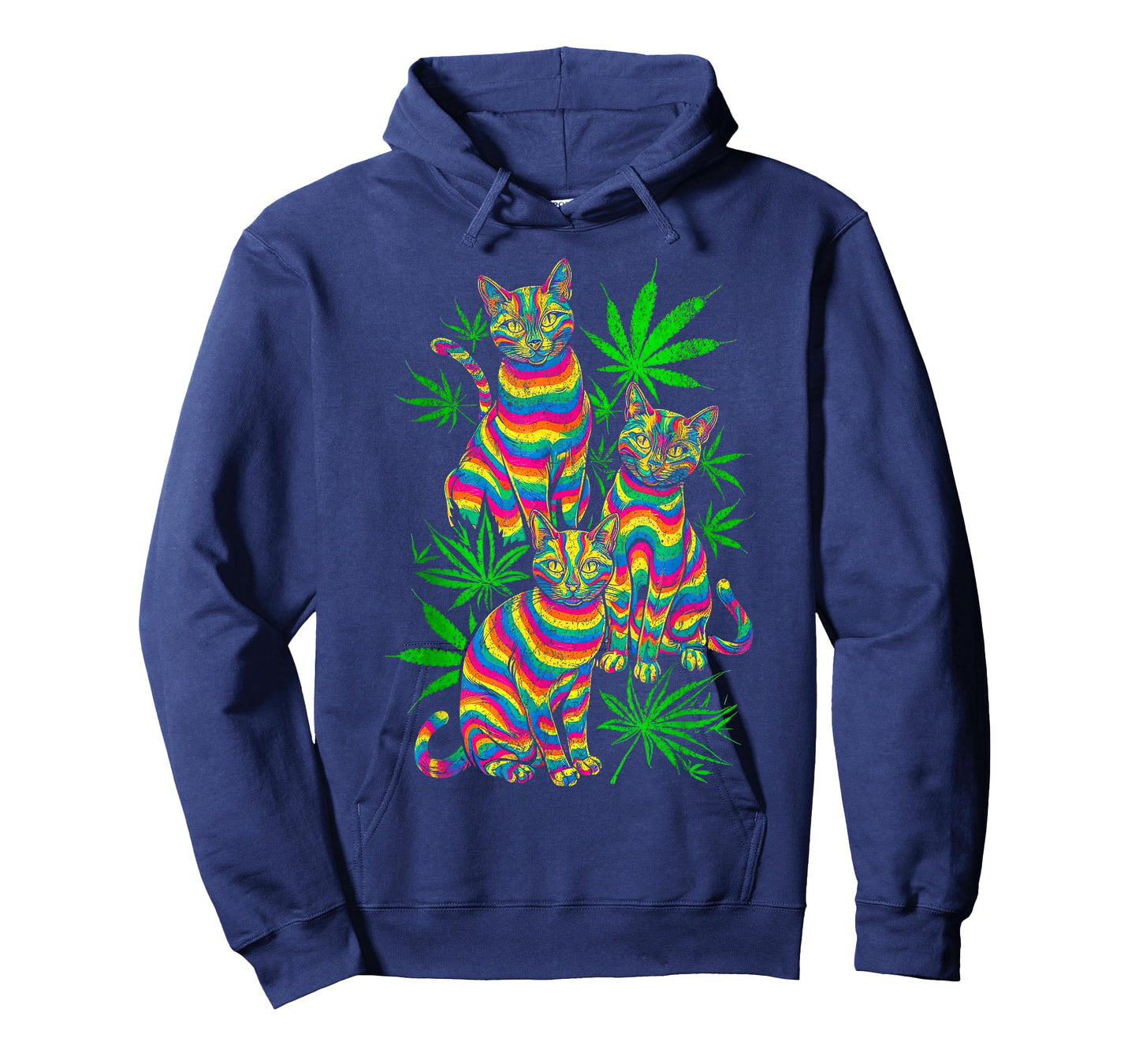 Psychedelic Cats Trippy Marijuana Pot Leaf Weed Cannabis 420 T-Shirt