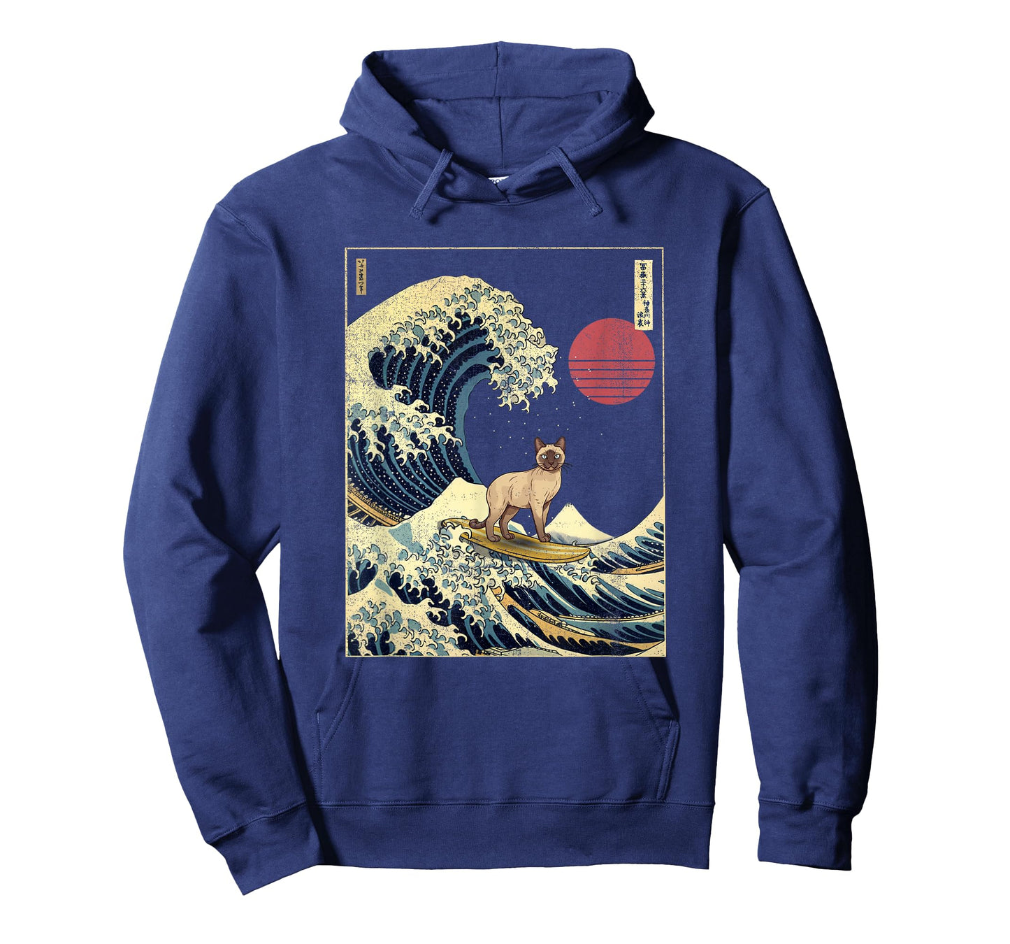 Siamese Cat Japanese Kanagawa Wave Funny Surf Animal T-Shirt