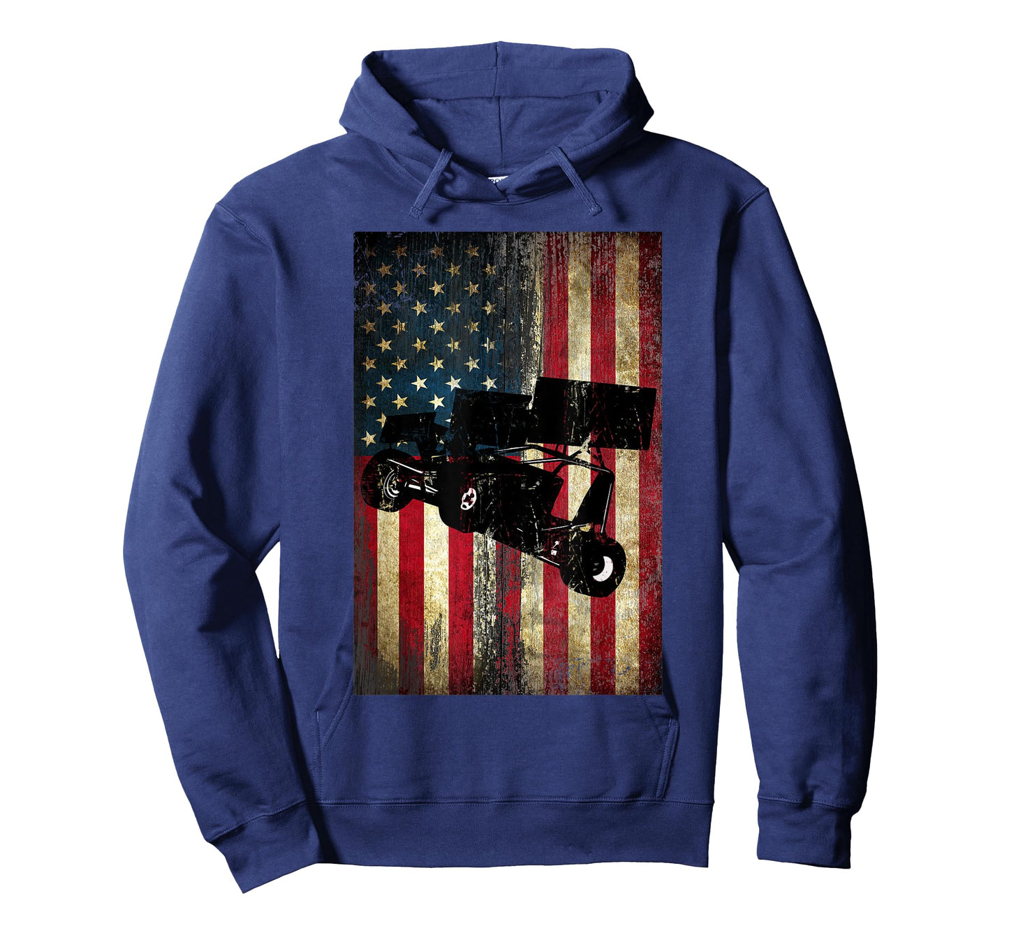 Sprint Car Dirt Track Racing Distressed American Flag Women Kids Men T-Shirt
