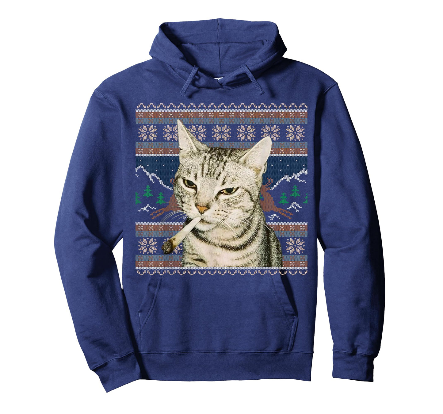 Funny Smoking Cat Meme Christmas Ugly Sweater Cat Lovers T-Shirt