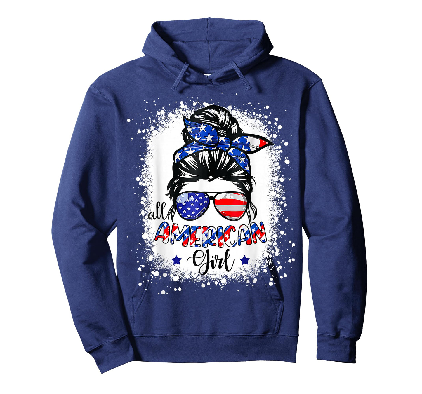 All American Girl Shirt USA Flag 4th July Women Kid Bleached T-Shirt