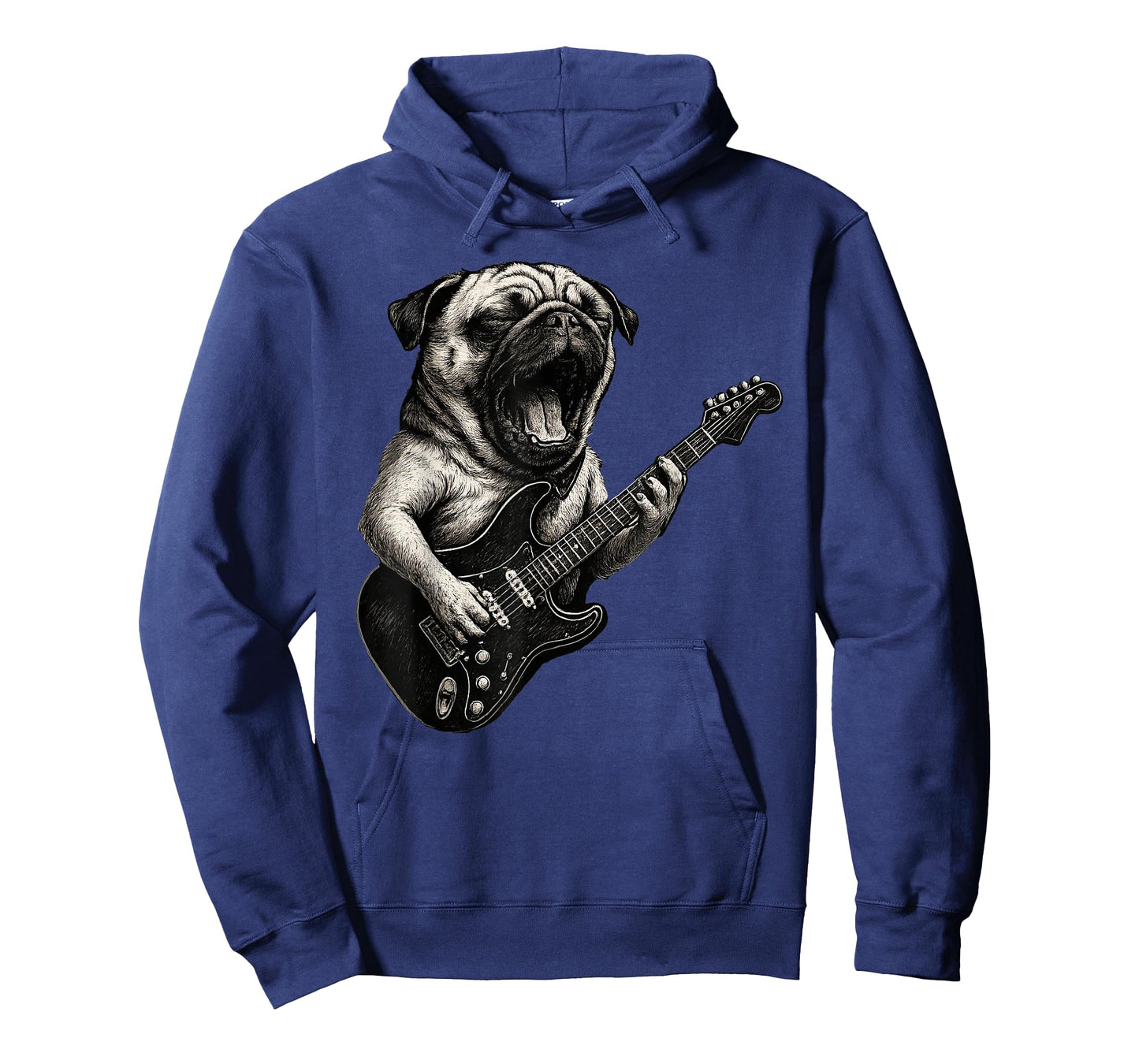 Dog Pug Playing Guitar Rock Funny T-Shirt