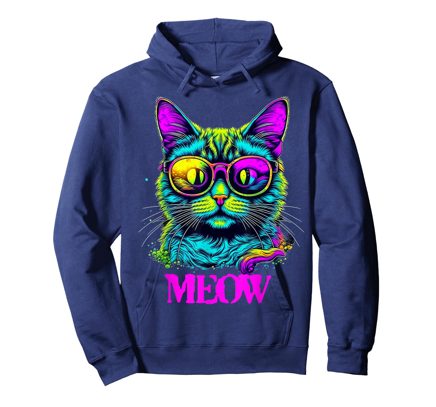 Funny Cat Sunglasses Bright Psychedelic Retro Cool Meow! T-Shirt