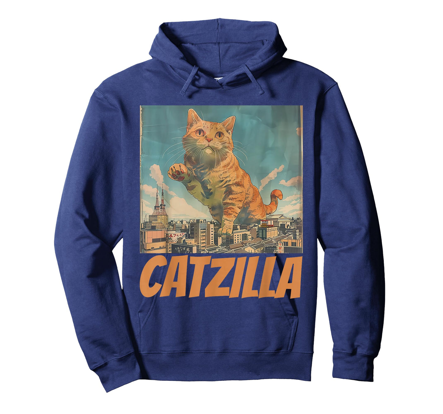 Funny Orange Cat Catzilla Japanese Art T-Shirt for Men Women