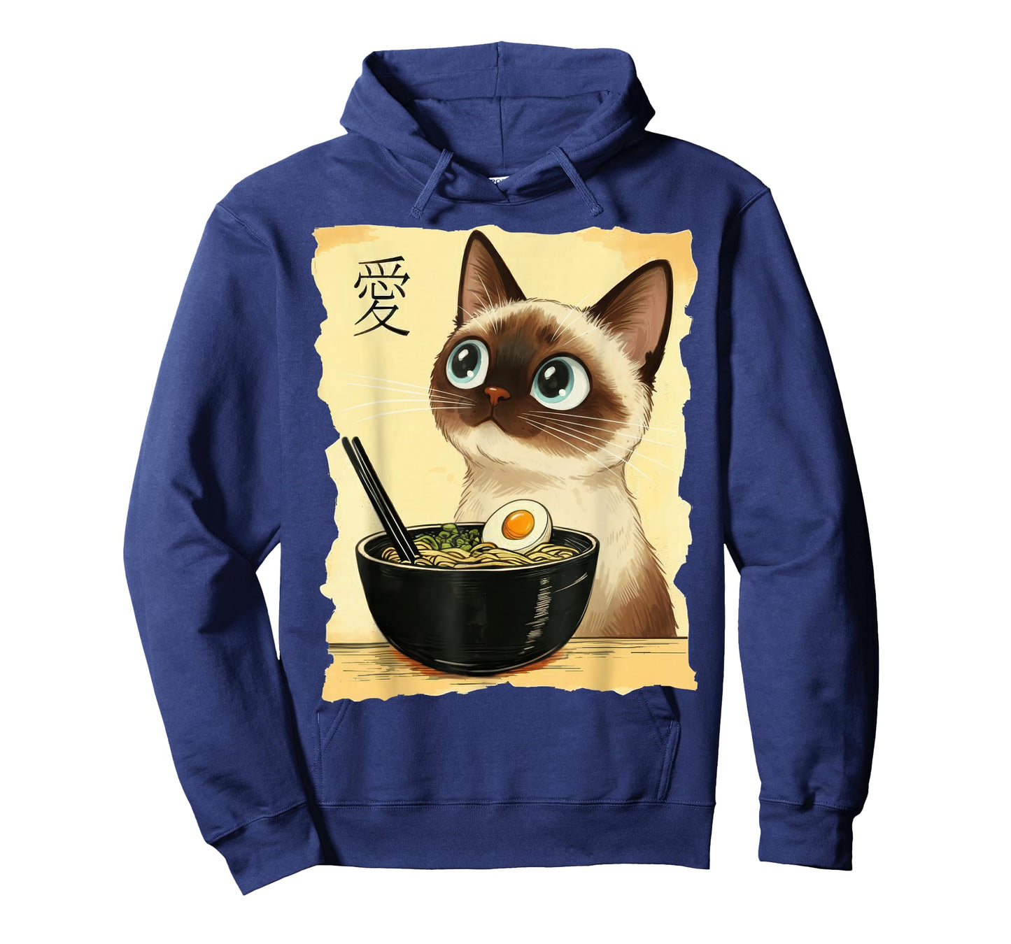 Funny Siamese Cat Eating Ramen Noodles Japanese Art Lovers T-Shirt