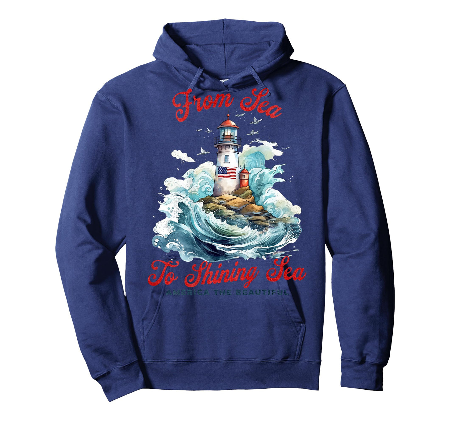 On Back Patriotic Sea to Shining Sea Lighthouse 4th of July T-Shirt